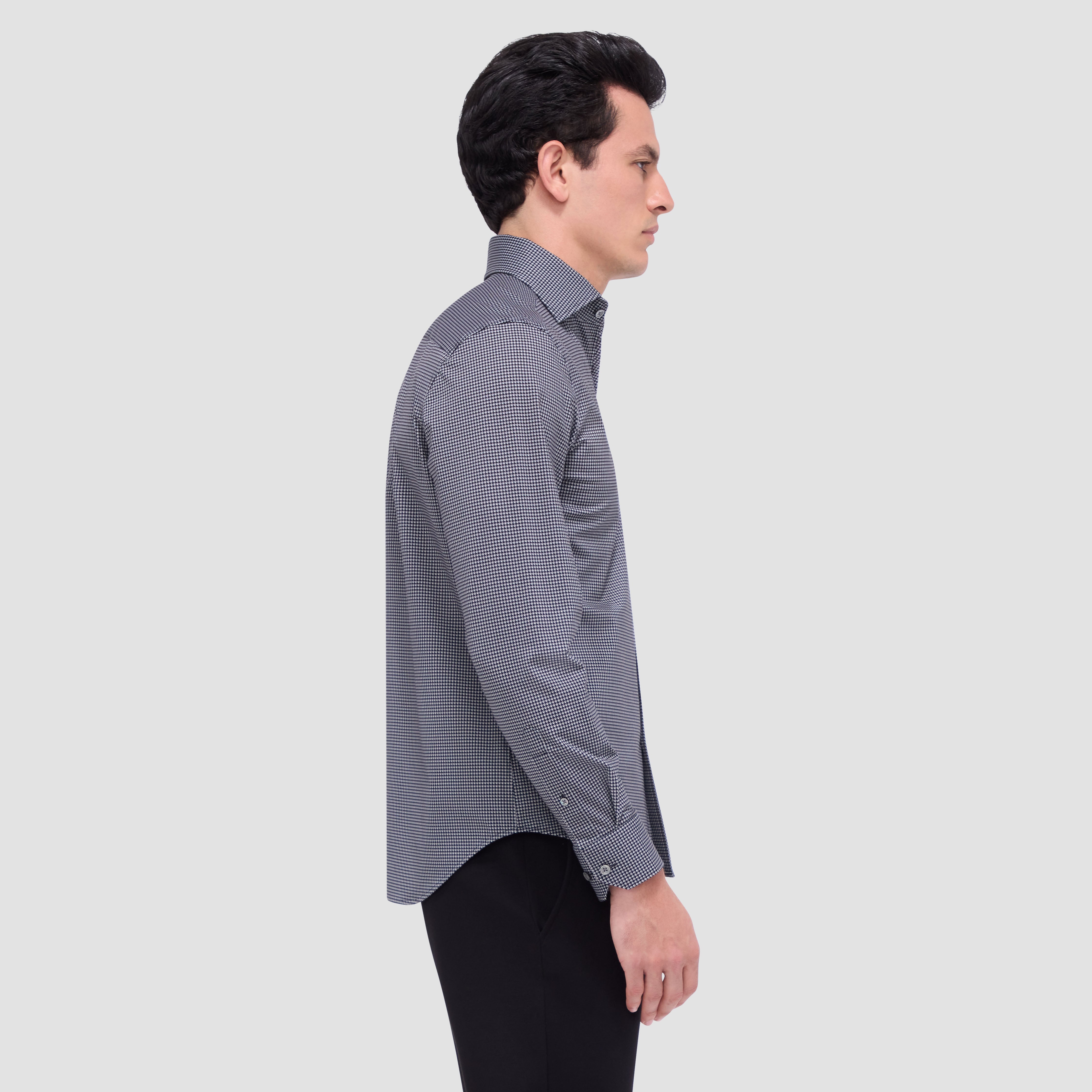 OOOHCotton Devon Shirt, Black Microcheck
