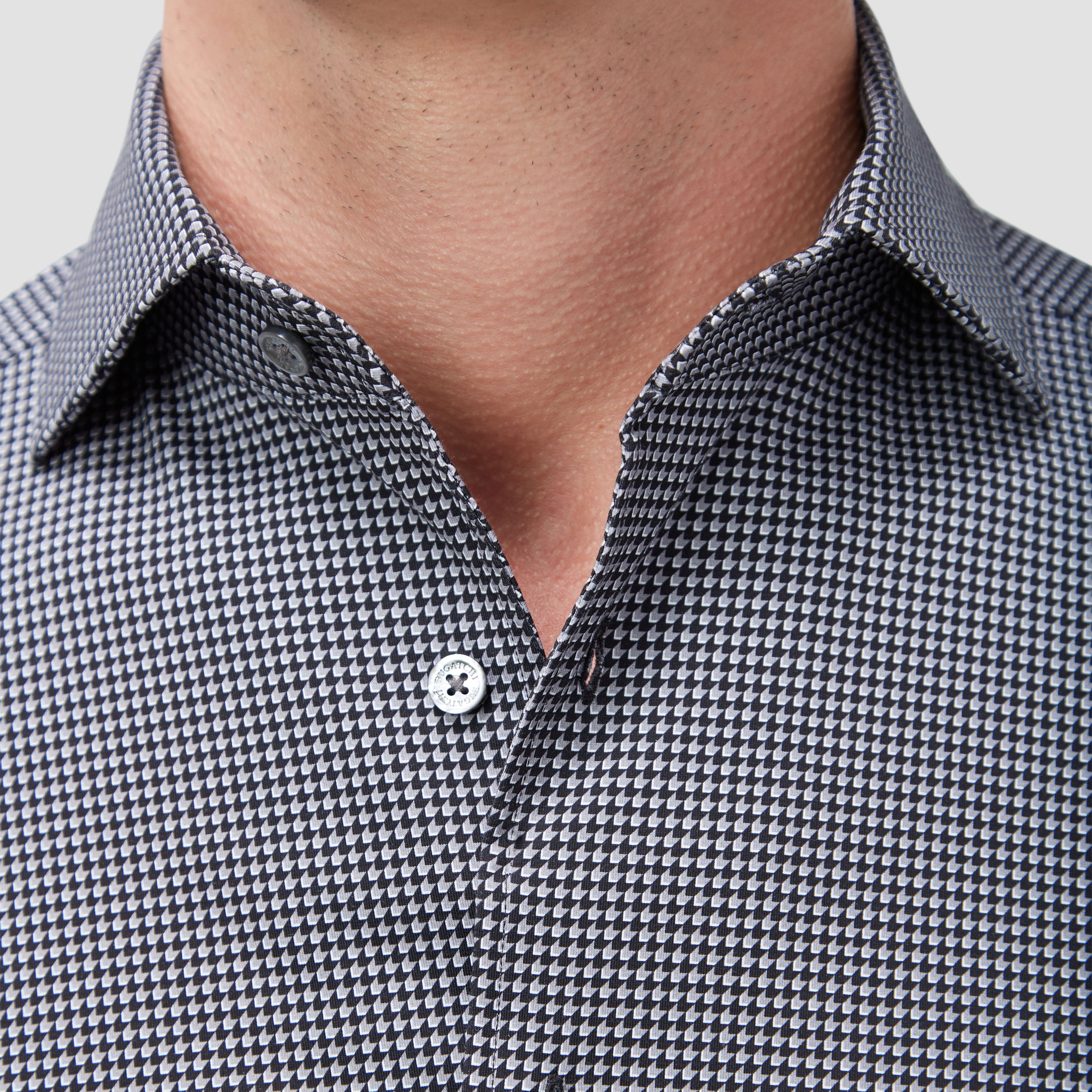 OOOHCotton Devon Shirt, Black Microcheck