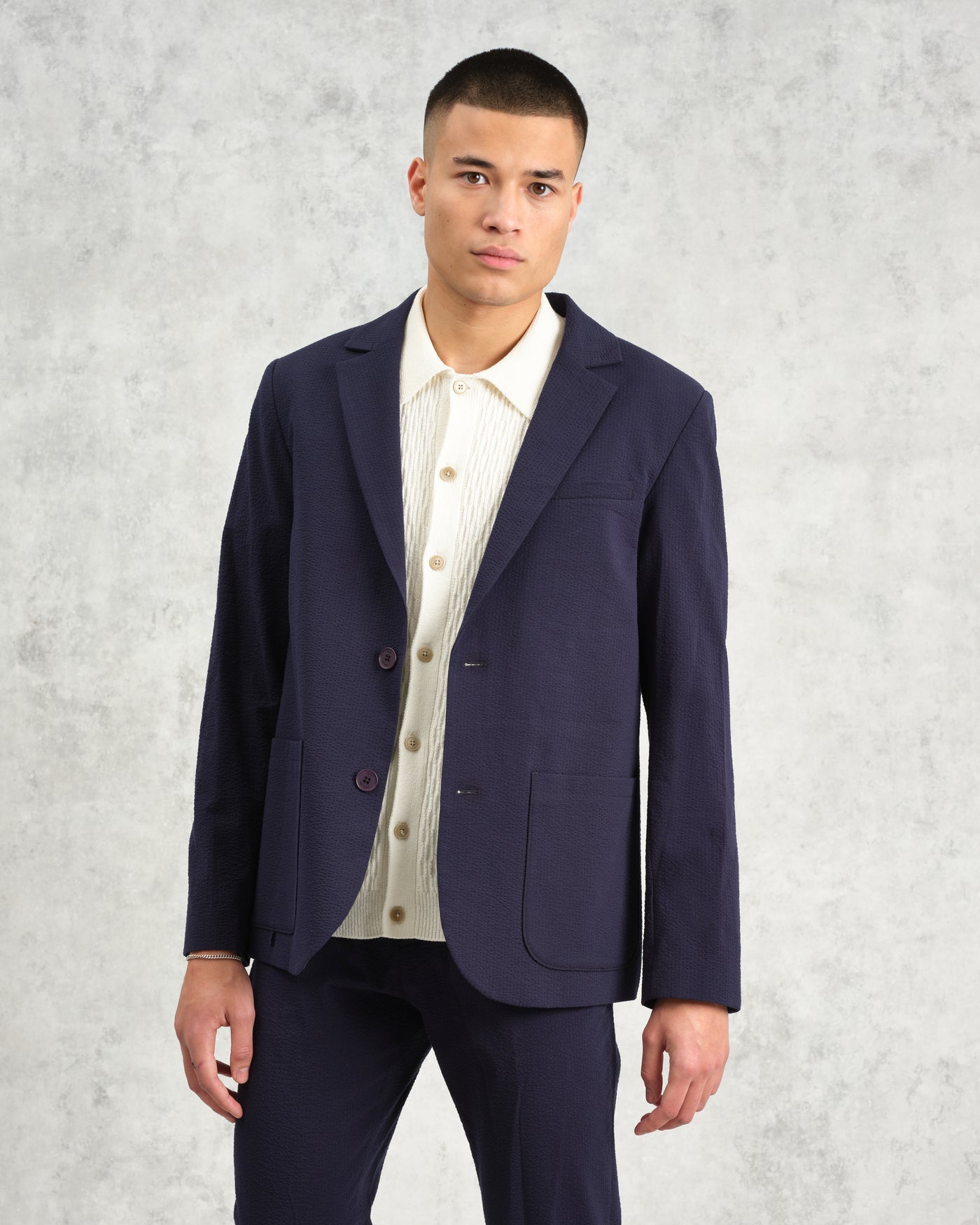 Fintry Seersucker Blazer Navy