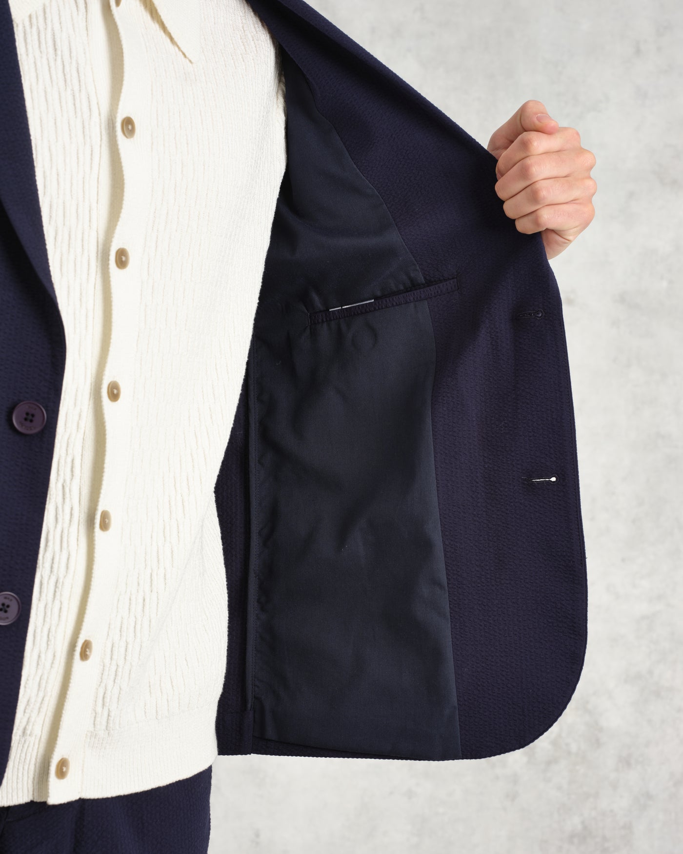 Fintry Seersucker Blazer Navy