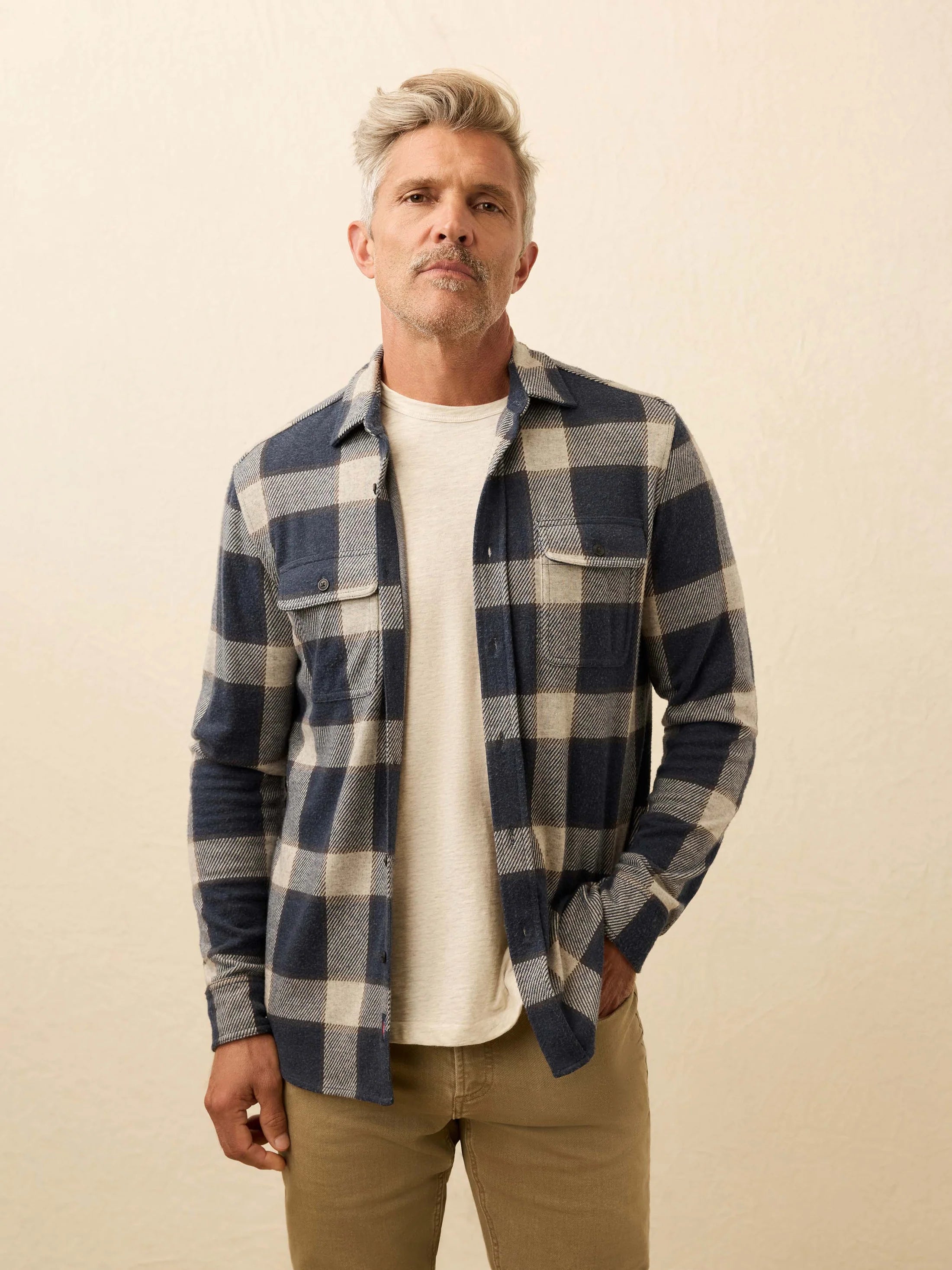 Legend Sweater Shirt Navy Cloud Plaid