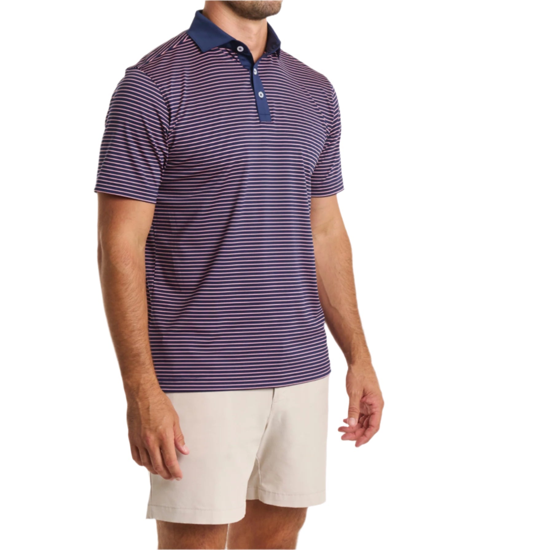The Preston Contrast Collar Performance Polo Beaufain Blue/Atlantic