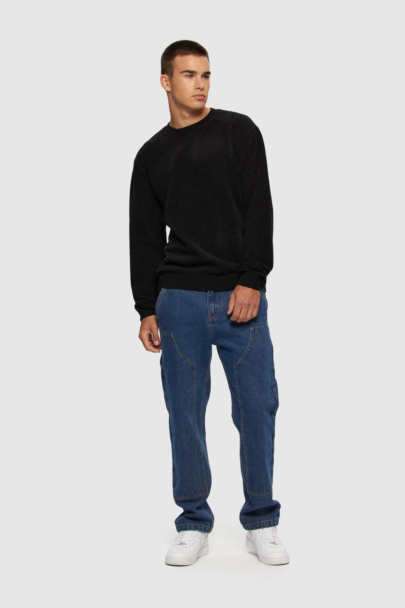 Textured Knit Crew Black