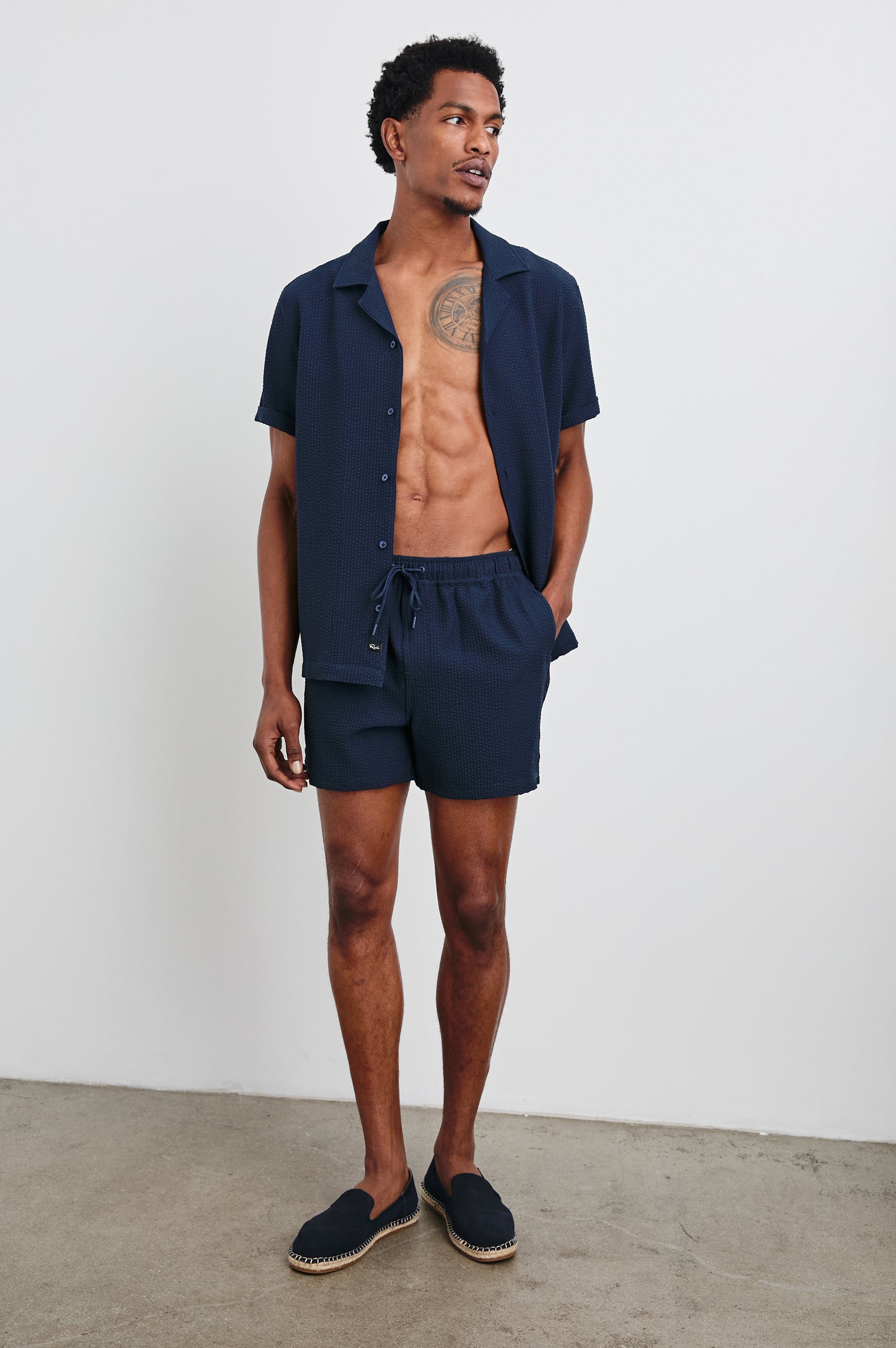 La Brea Shorts Navy Seersucker