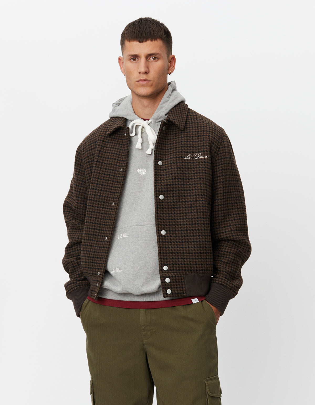Les Deux Varsity Houndstooth Wool Jacket