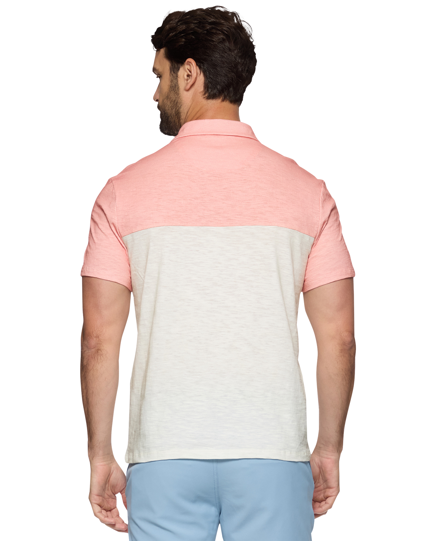Millville Chest Blocked Slub Polo Natural/Coral