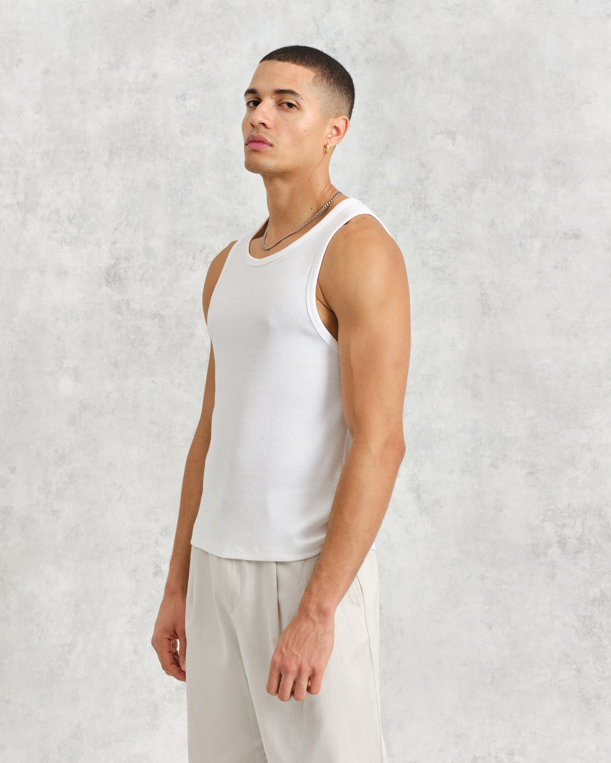Montague Rib Knit Tank White