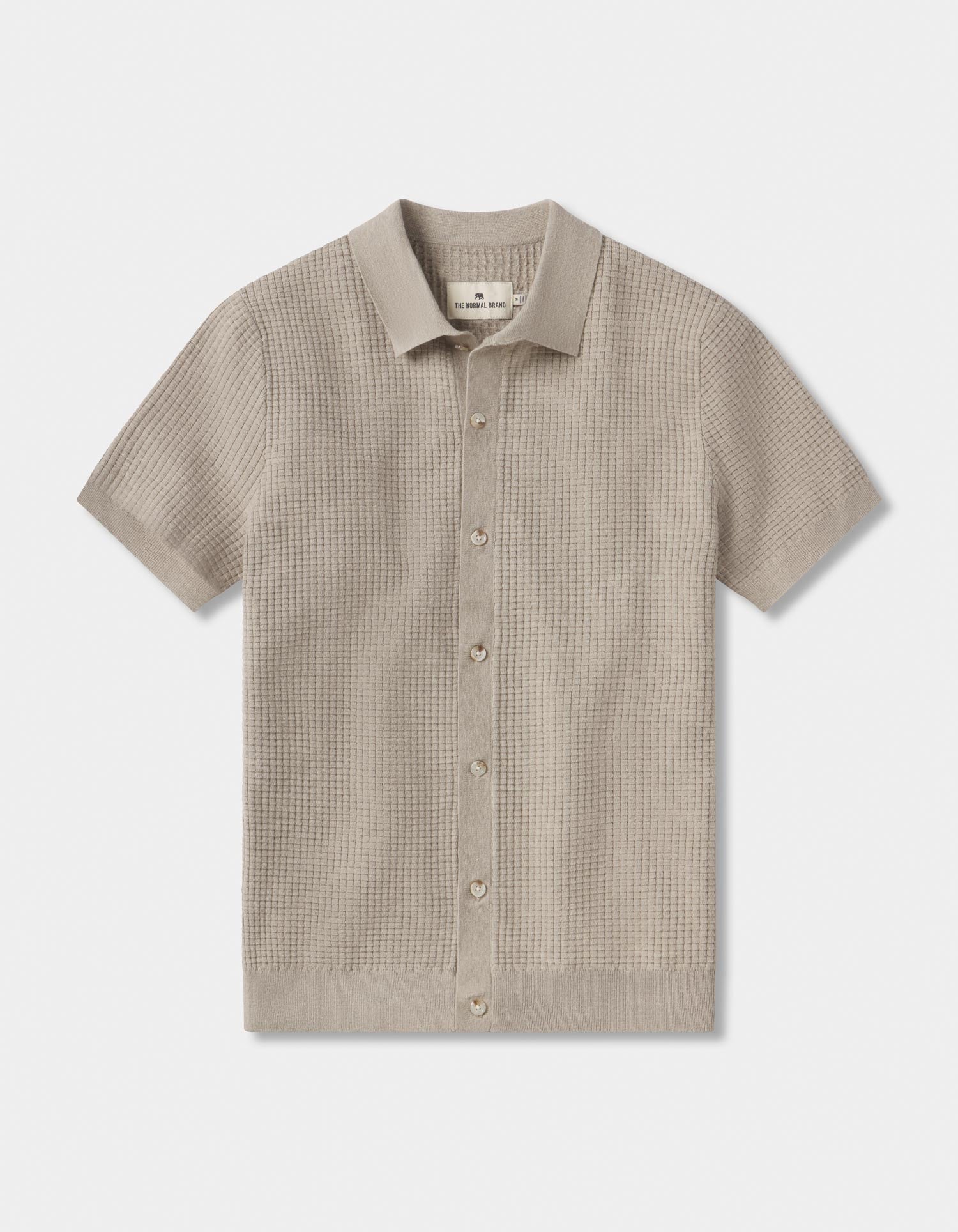Waffle Stitch Button Up Flax