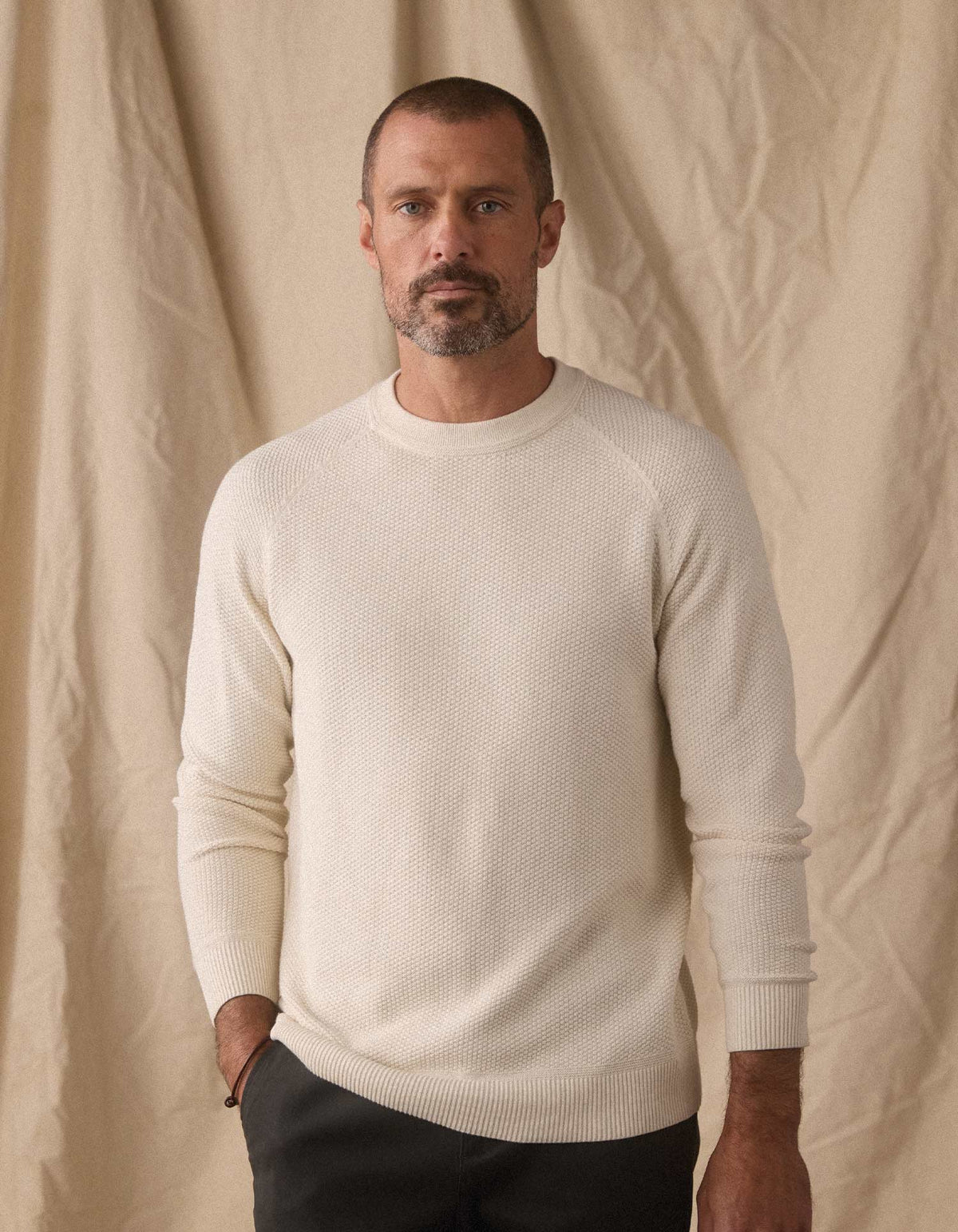Coolmax Textured Crewneck Sweater Ivory