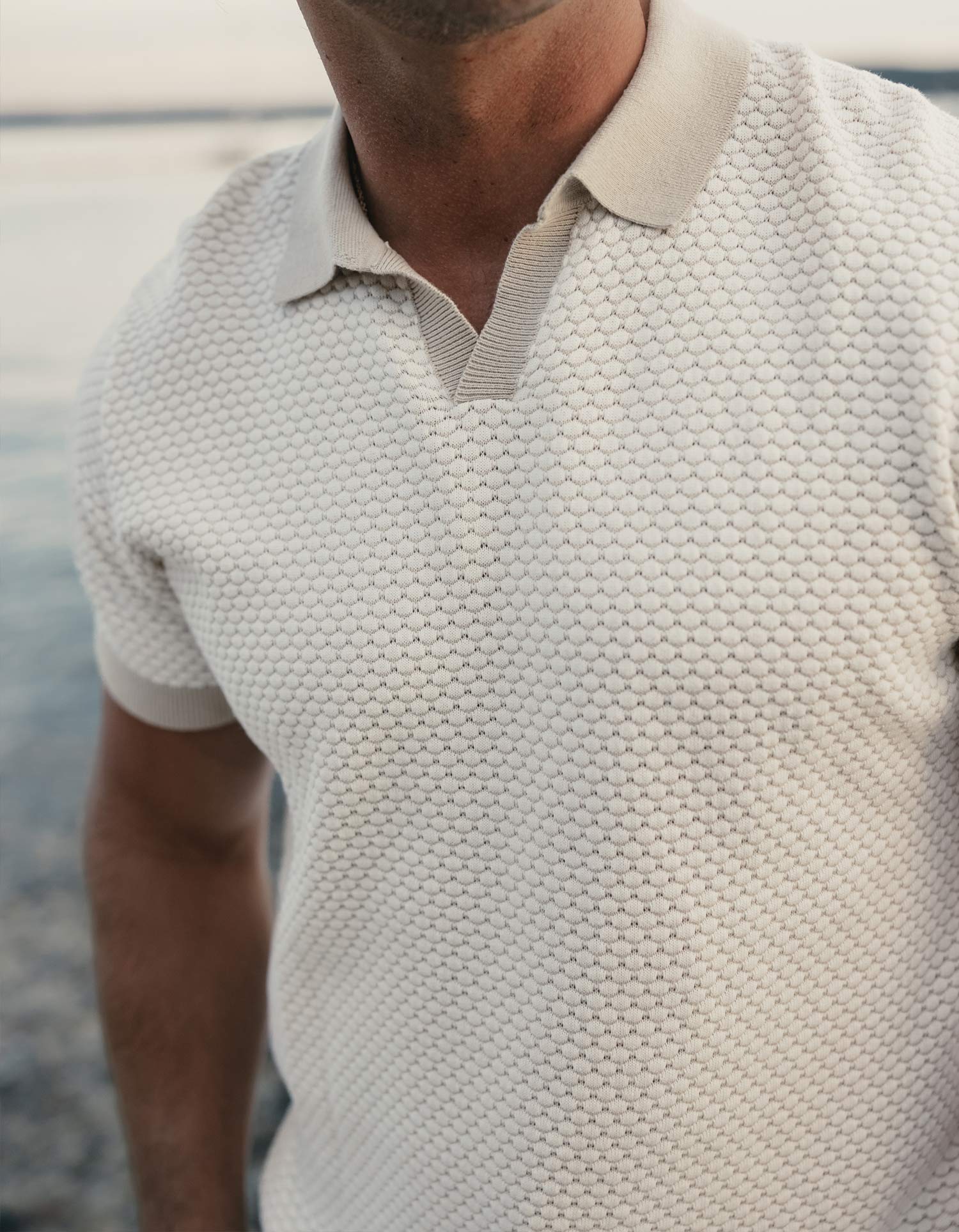 Robles Jacquard Polo Ivory/Khaki