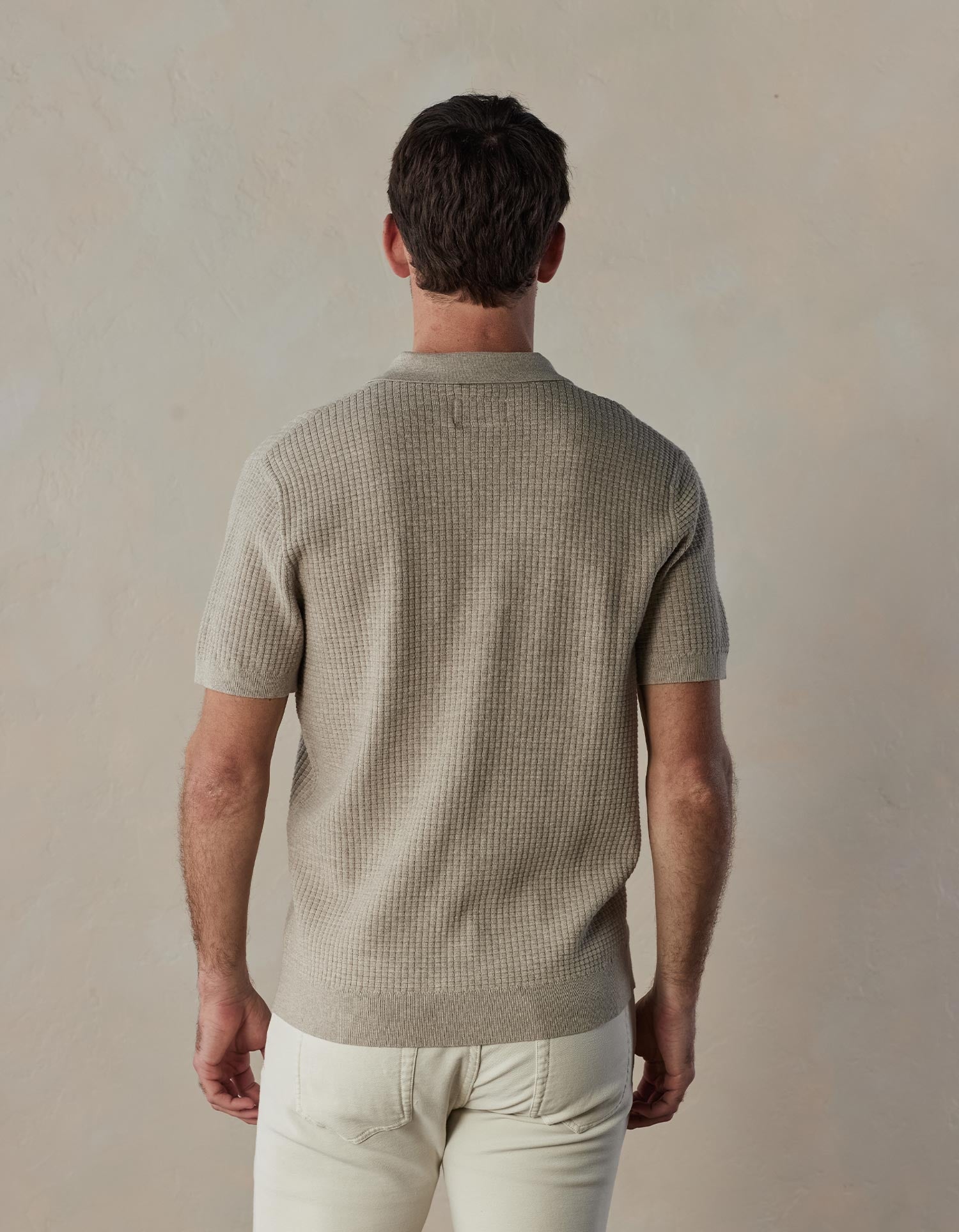 Waffle Stitch Button Up Flax