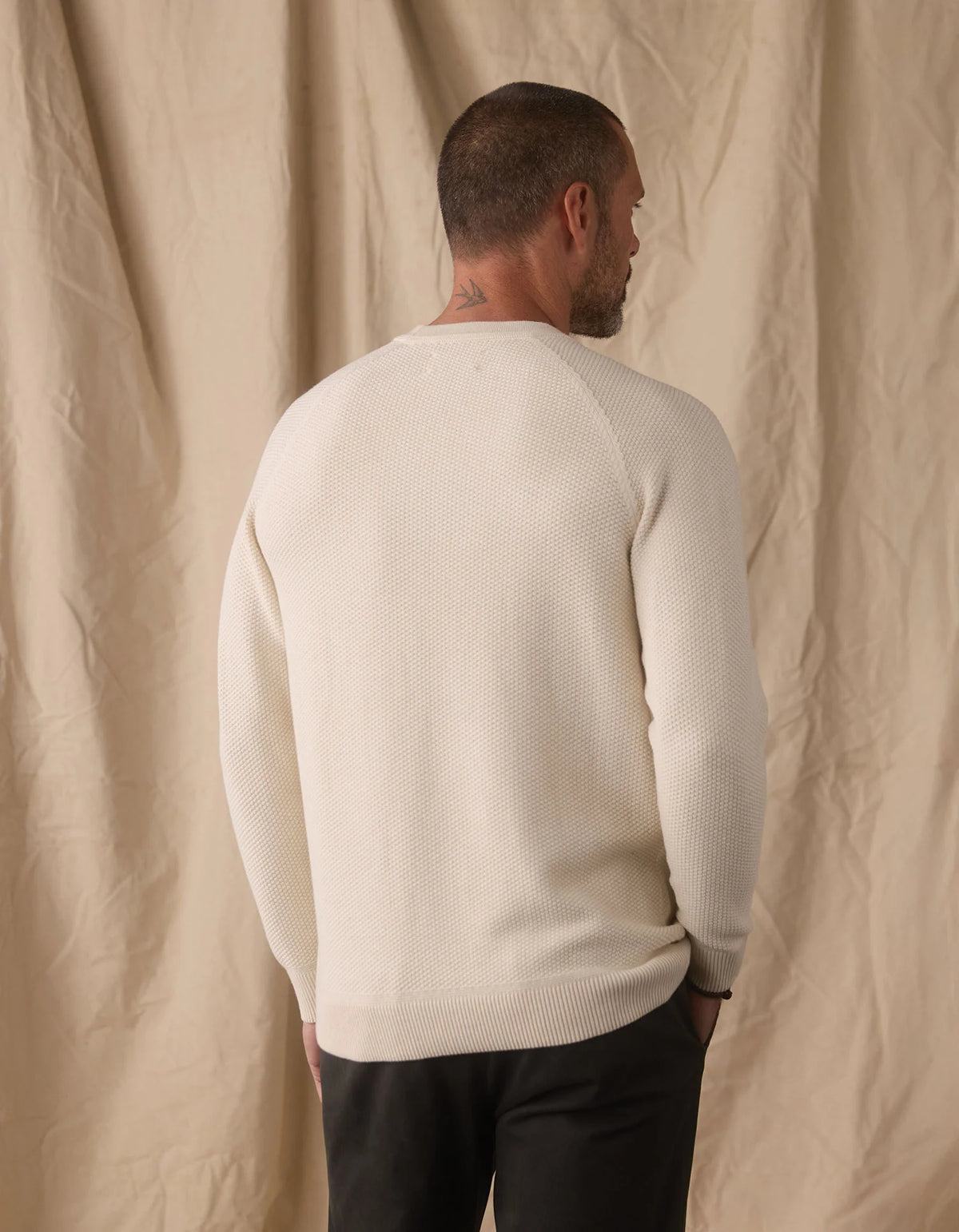 Coolmax Textured Crewneck Sweater Ivory