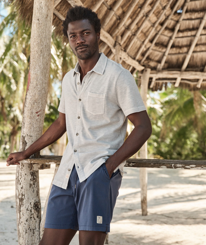 Lined Sport & Swim Short - 6" Navy/Blue Stripe