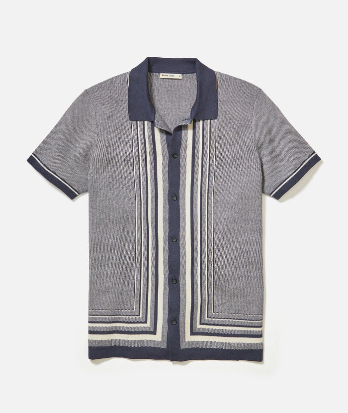 Ethan Sweater Button Down India Ink/Oatmeal