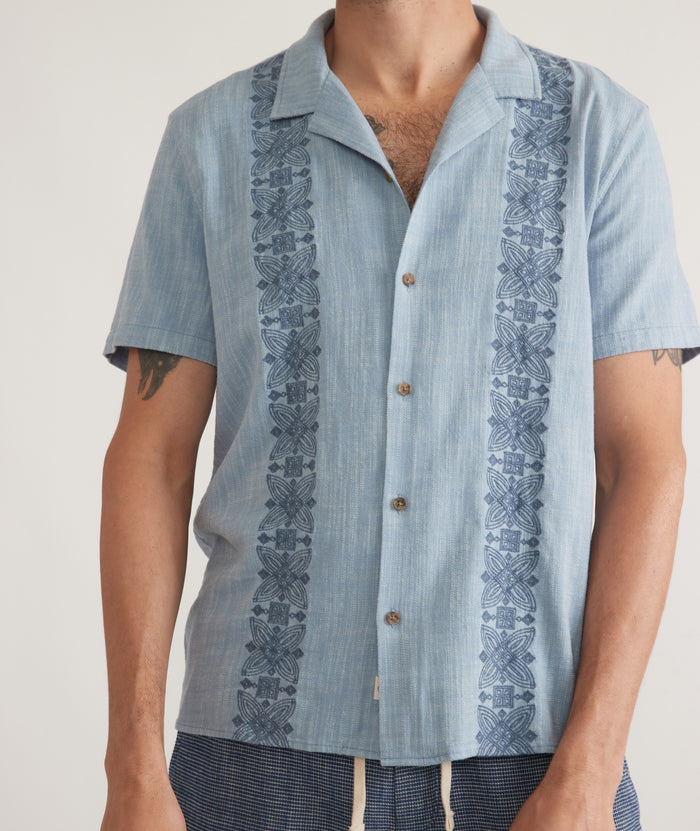 Embroidered Resort Shirt Mid Blue