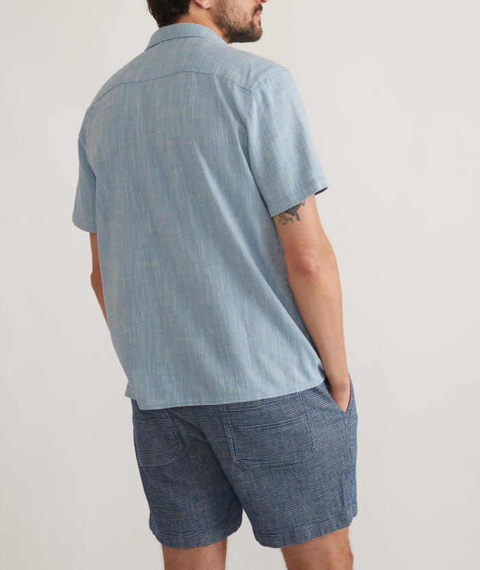 Embroidered Resort Shirt Mid Blue