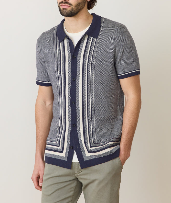 Ethan Sweater Button Down India Ink/Oatmeal
