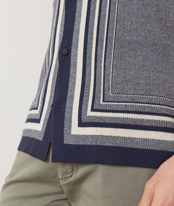 Ethan Sweater Button Down India Ink/Oatmeal