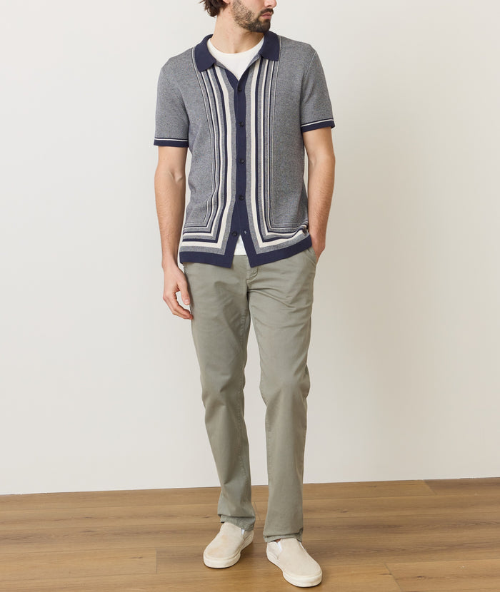 Ethan Sweater Button Down India Ink/Oatmeal