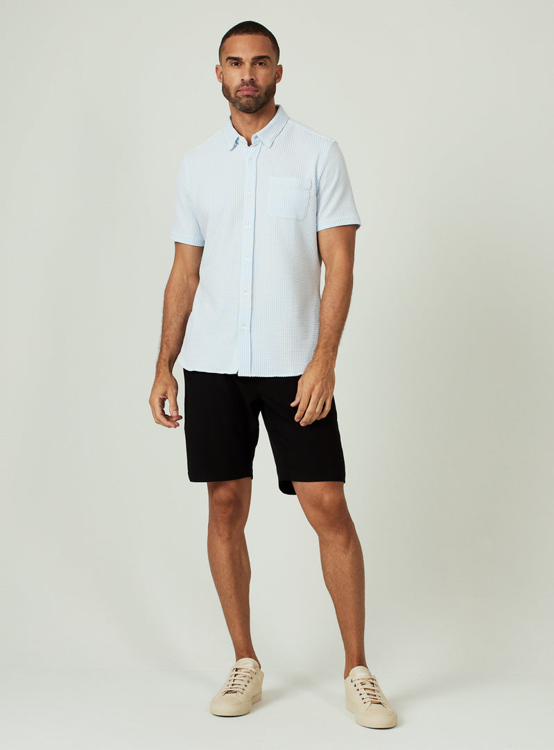Keaton Seersucker Shirt Blue
