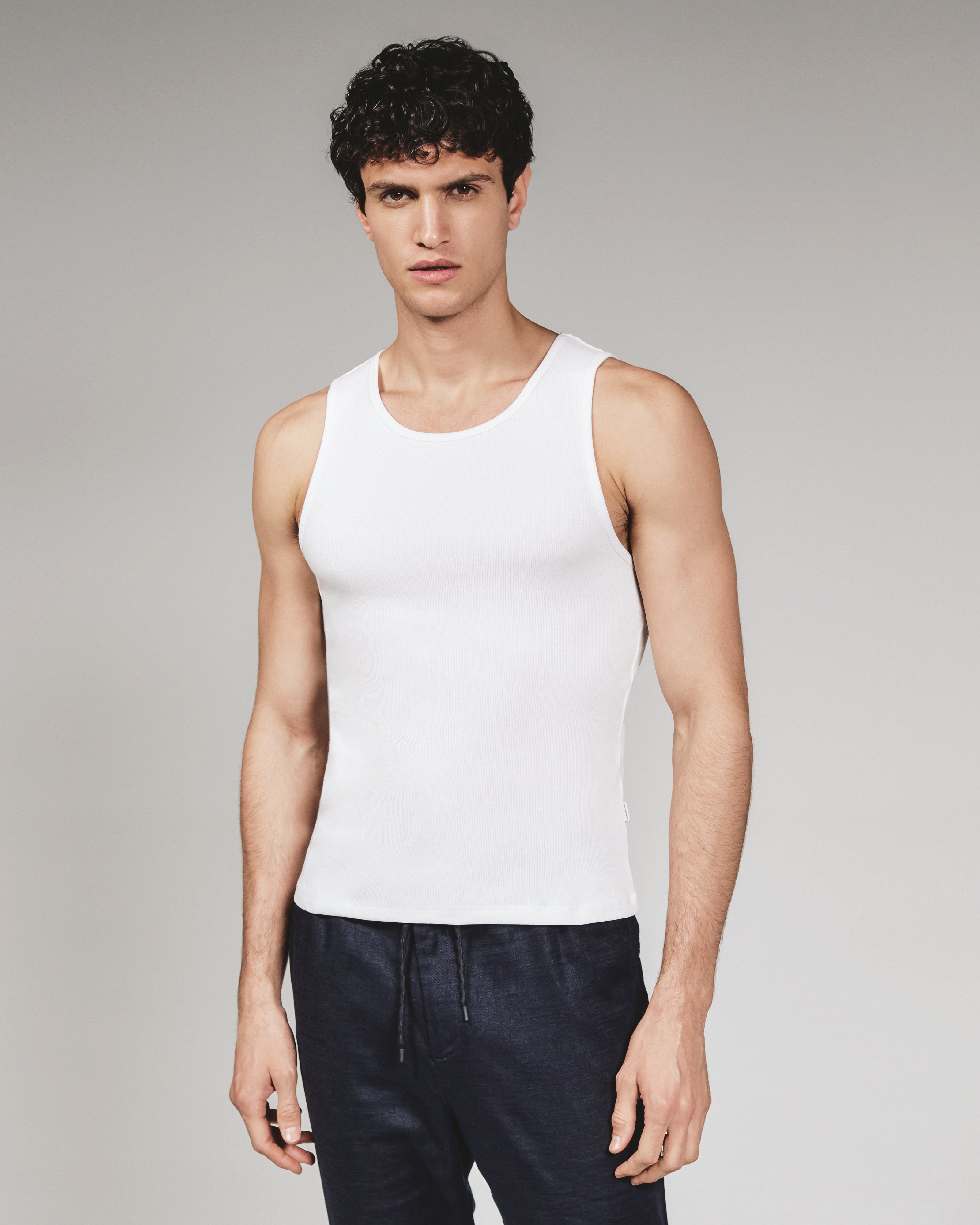 Modal Ribbed Tank White