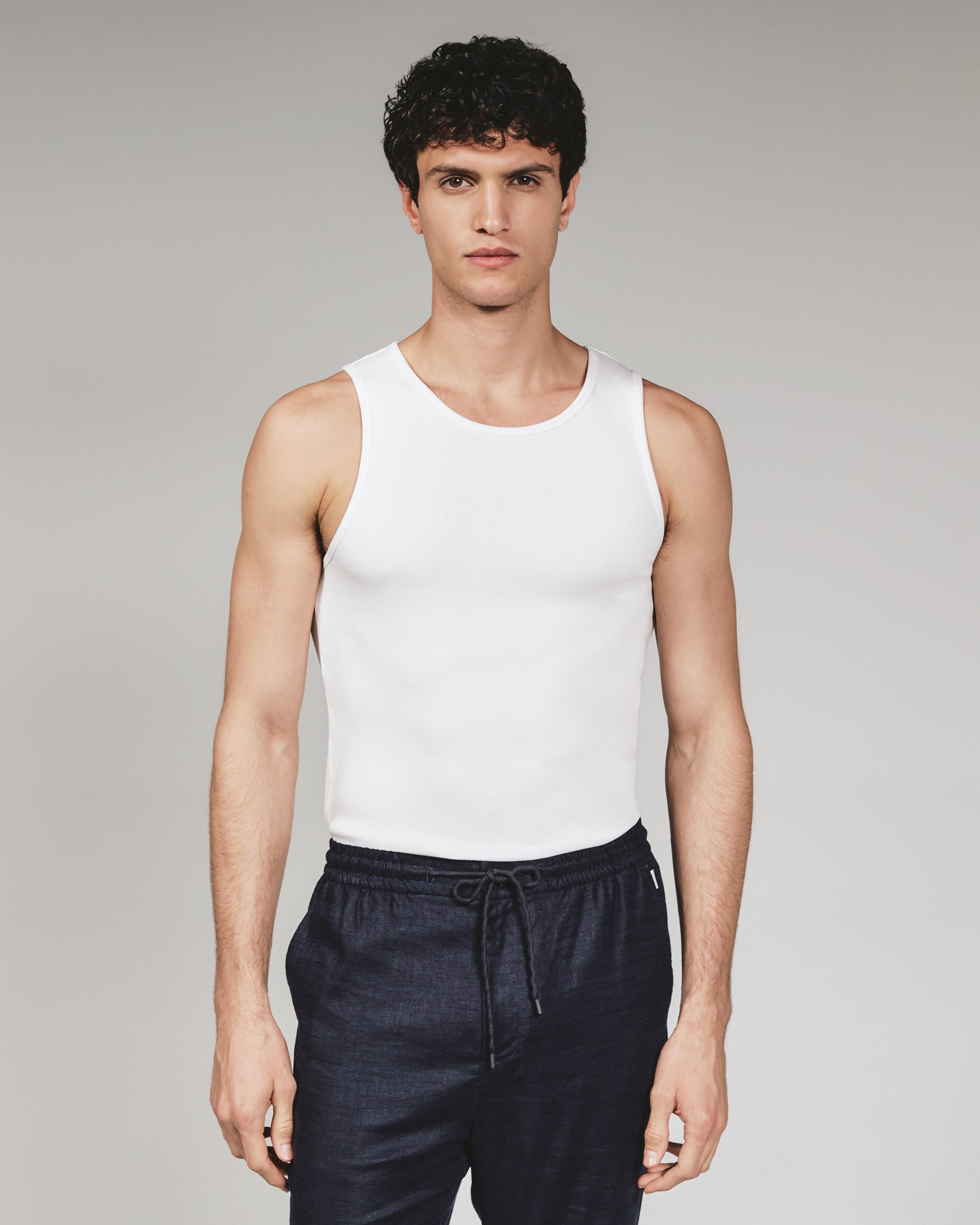 Modal Ribbed Tank White