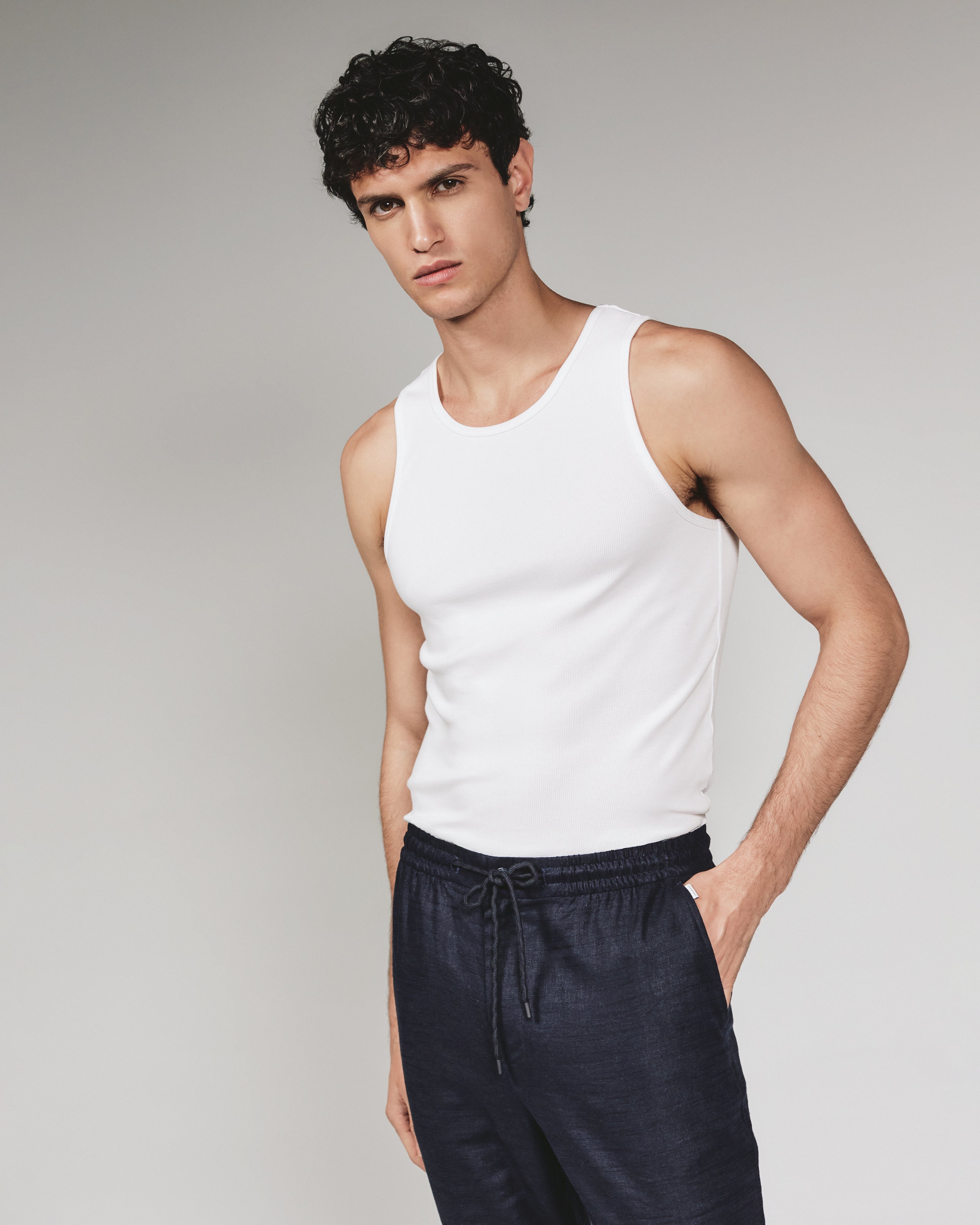 Modal Ribbed Tank White