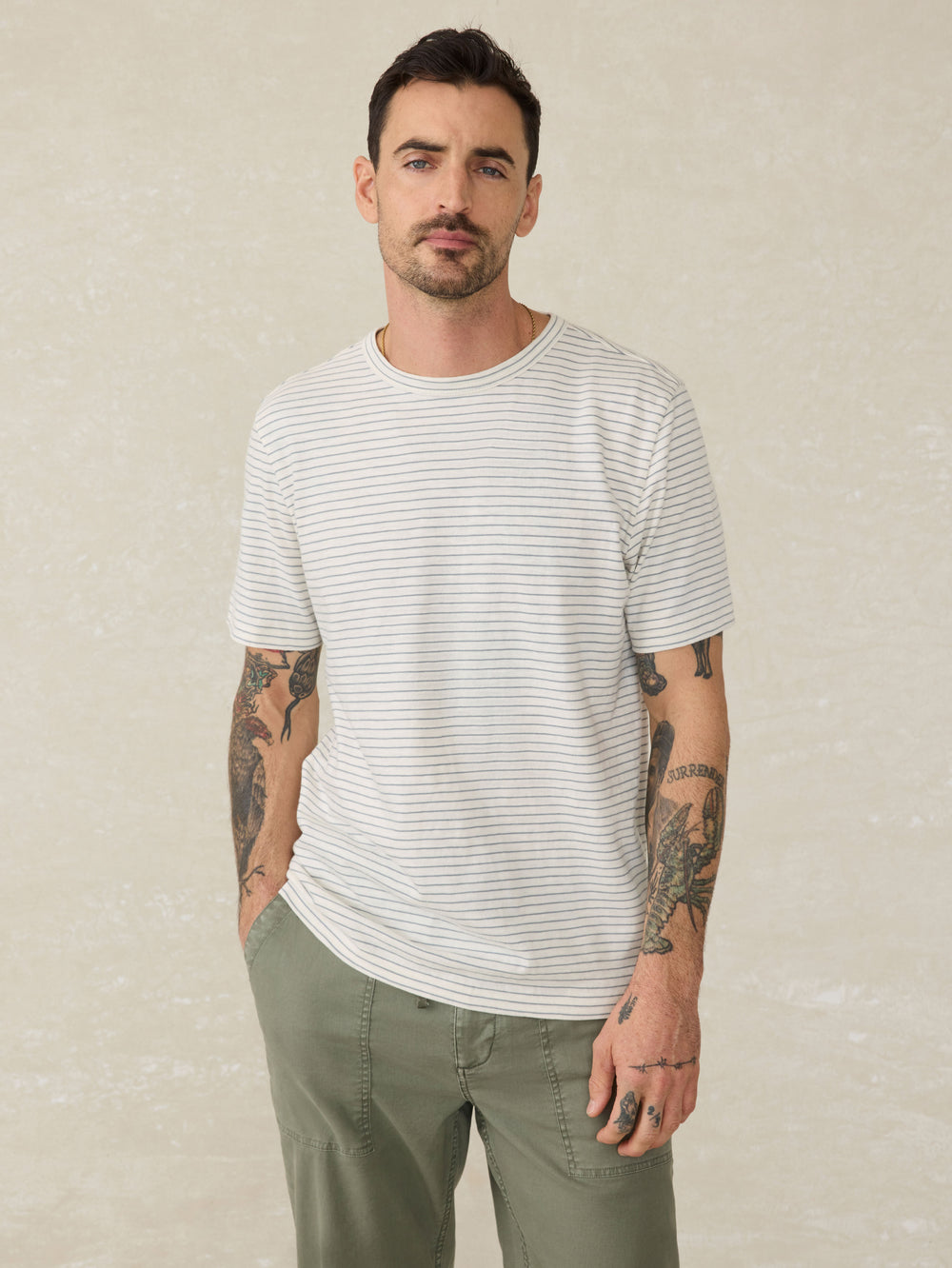 Sunwashed Tee Cream Flint Stripe