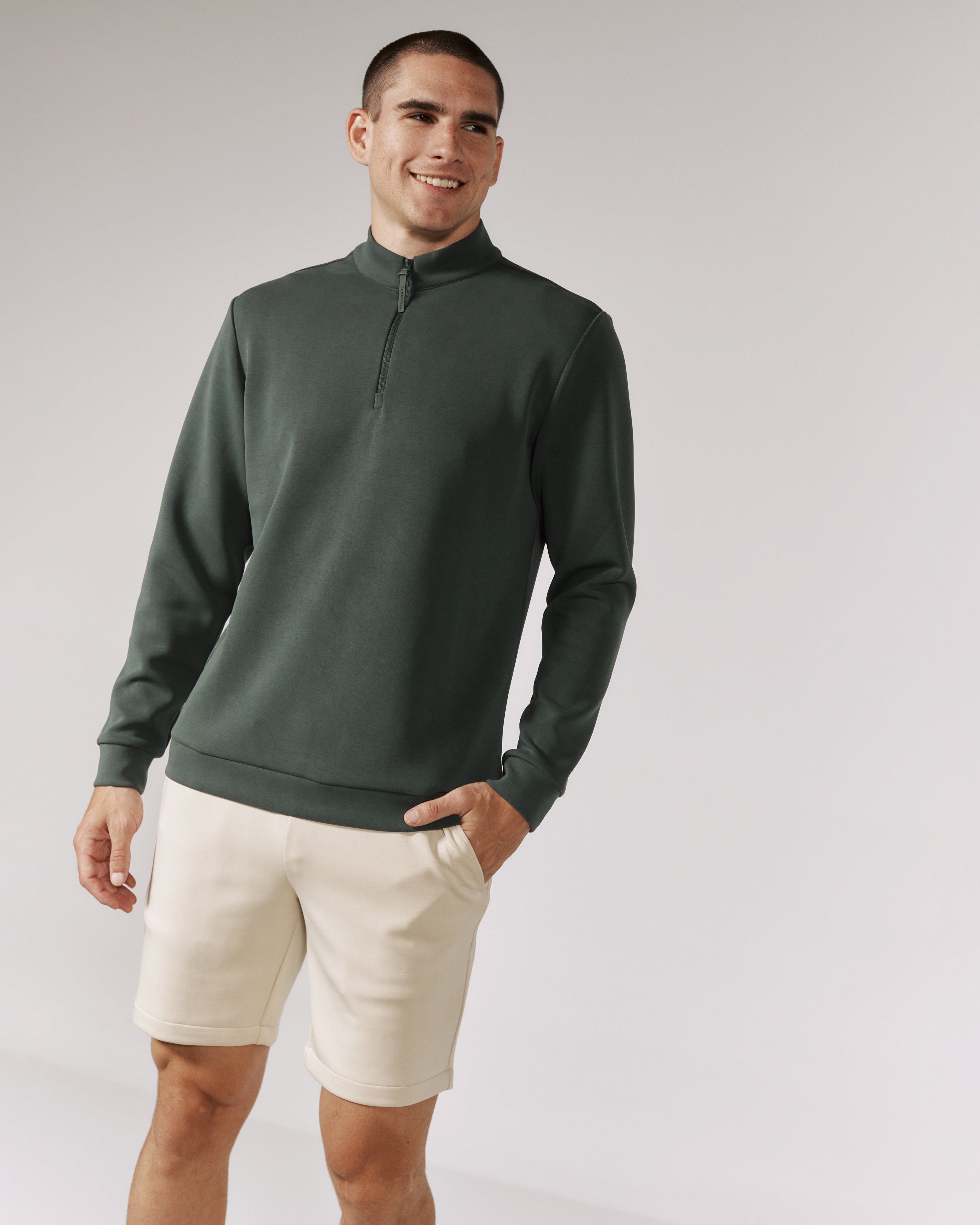 Rev 1/4 Zip Modal Sweater Basil