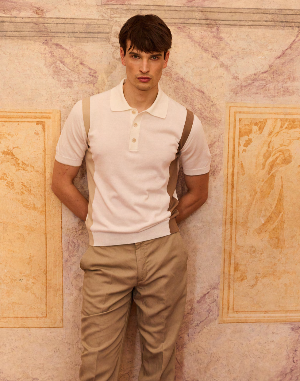 Shoulder Stripe Sweater Polo Off-White