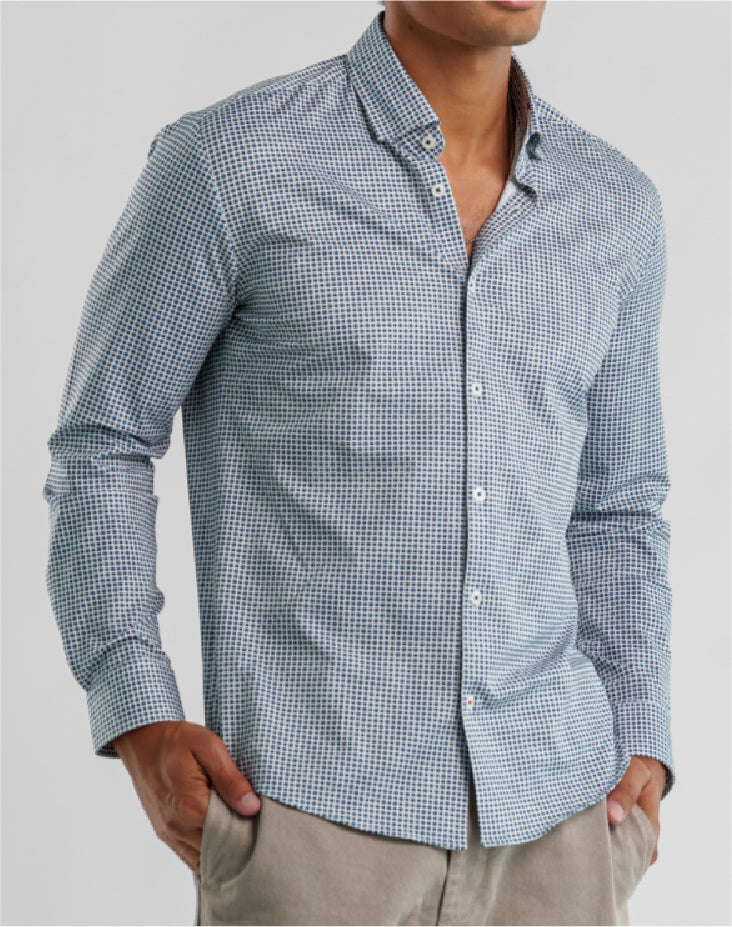 Techno Stretch Micro Flower Shirt Light Blue