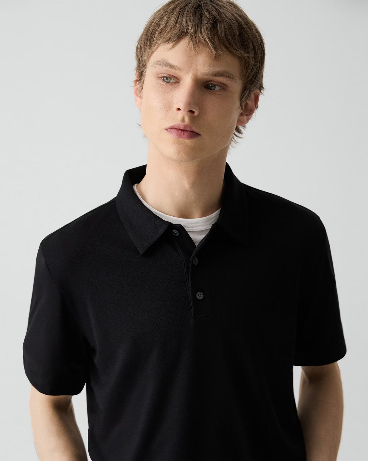 Bron Polo Shirt in Anemone Modal Jersey Black