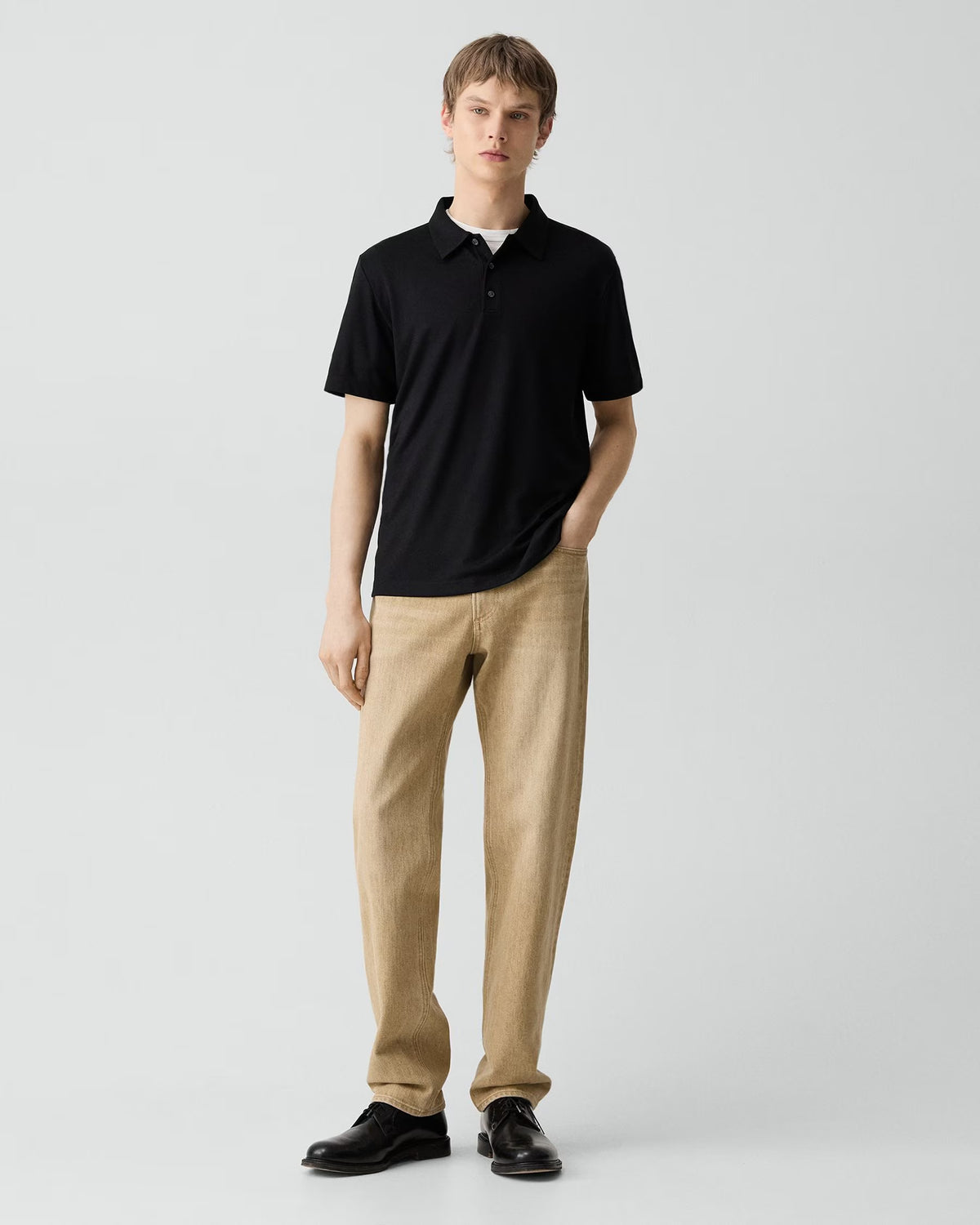 Bron Polo Shirt in Anemone Modal Jersey Black
