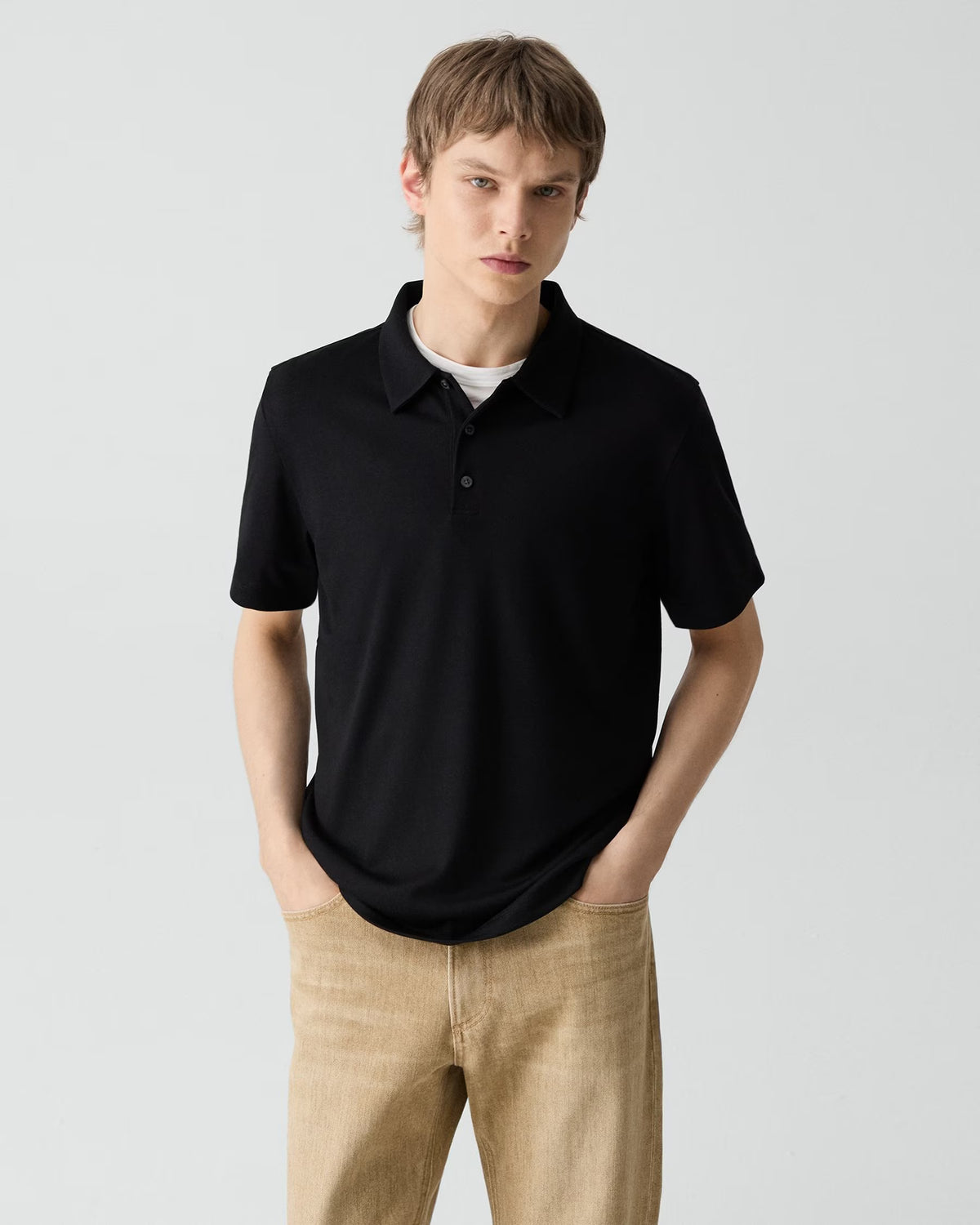 Bron Polo Shirt in Anemone Modal Jersey Black