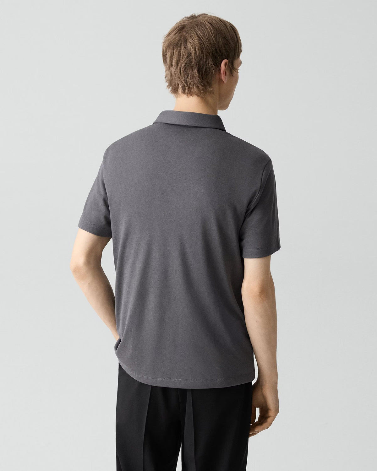 Bron Polo Shirt in Anemone Modal Jersey Carbon