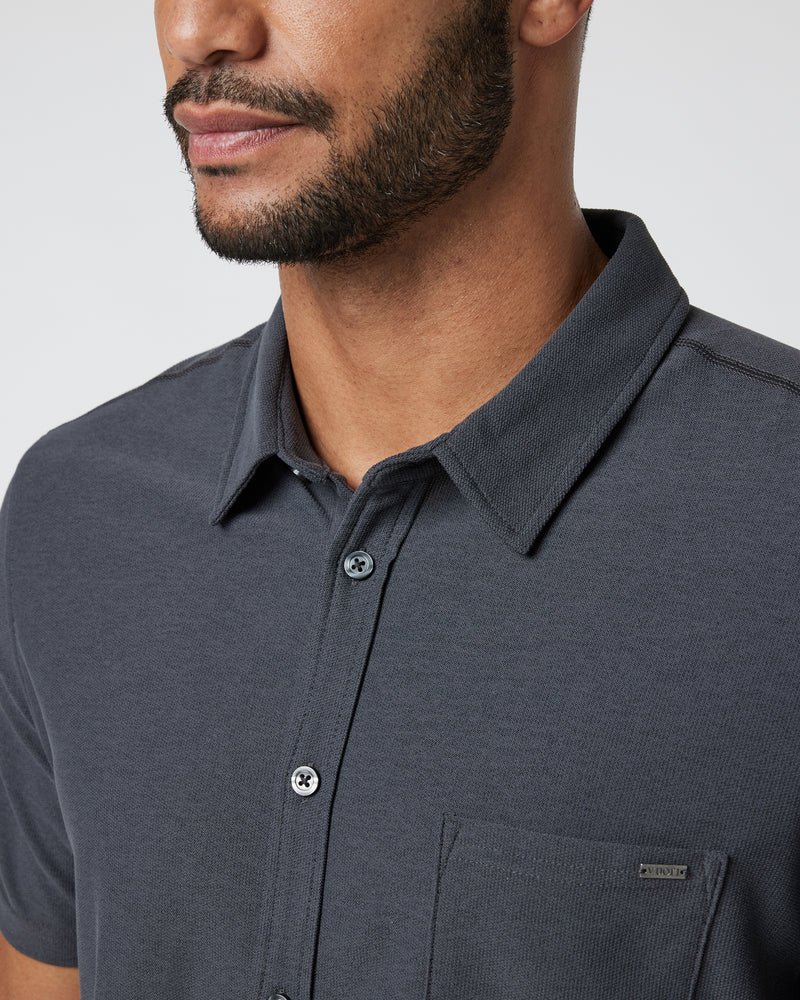 Short Sleeve Ace Button Down Charcoal