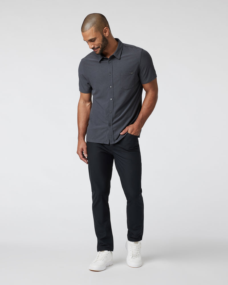 Short Sleeve Ace Button Down Charcoal