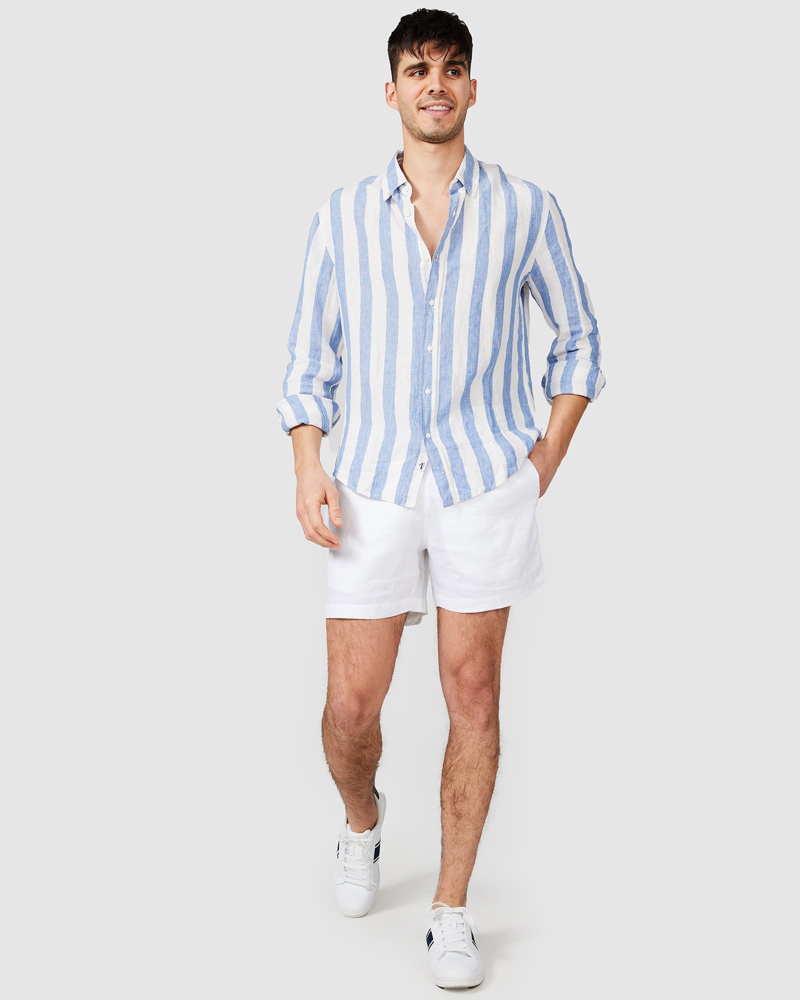 Blue Stripe Linen Shirt Blue Stripe