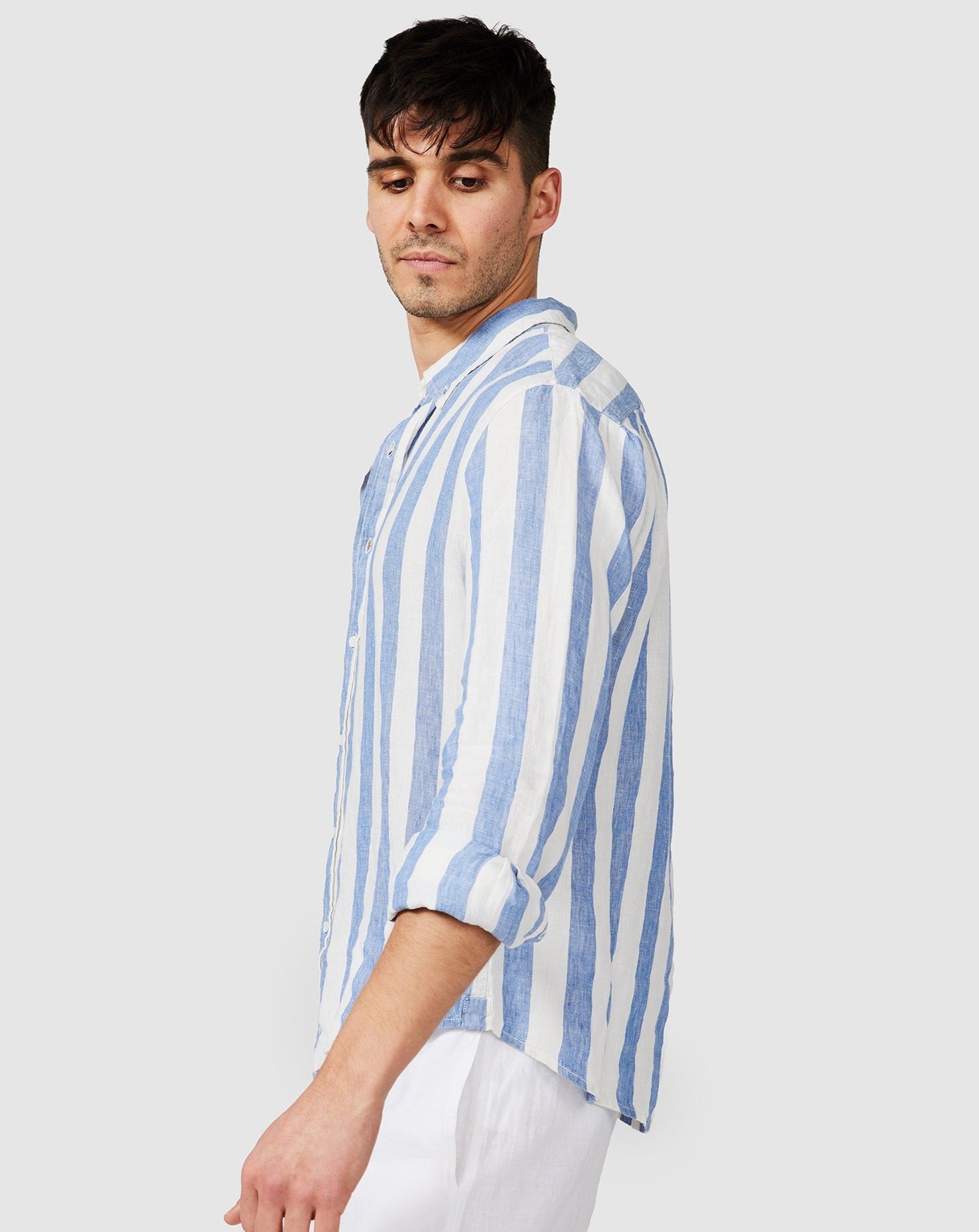 Blue Stripe Linen Shirt Blue Stripe