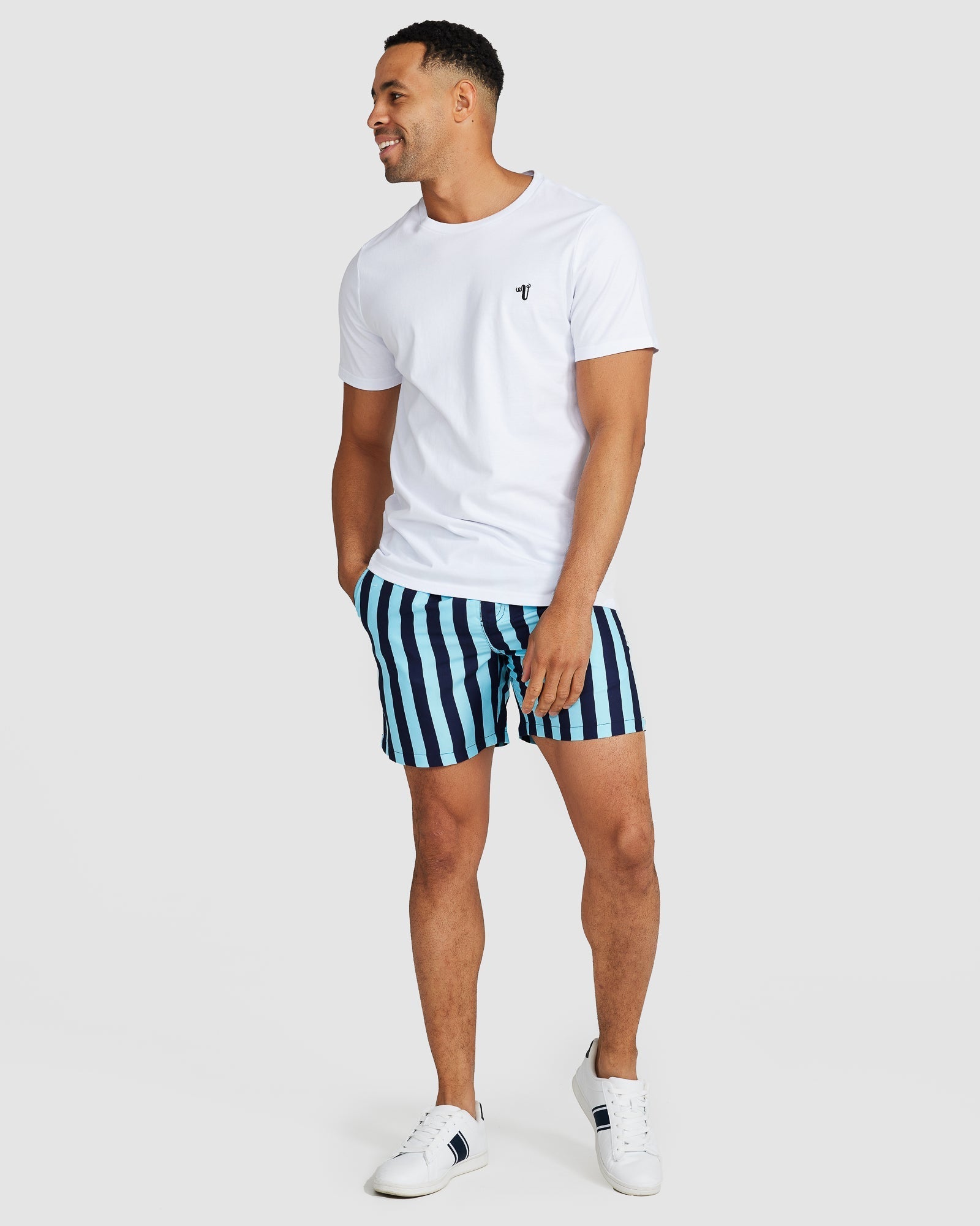 Ischia Swim Short Navy/Blue Wide Stripe