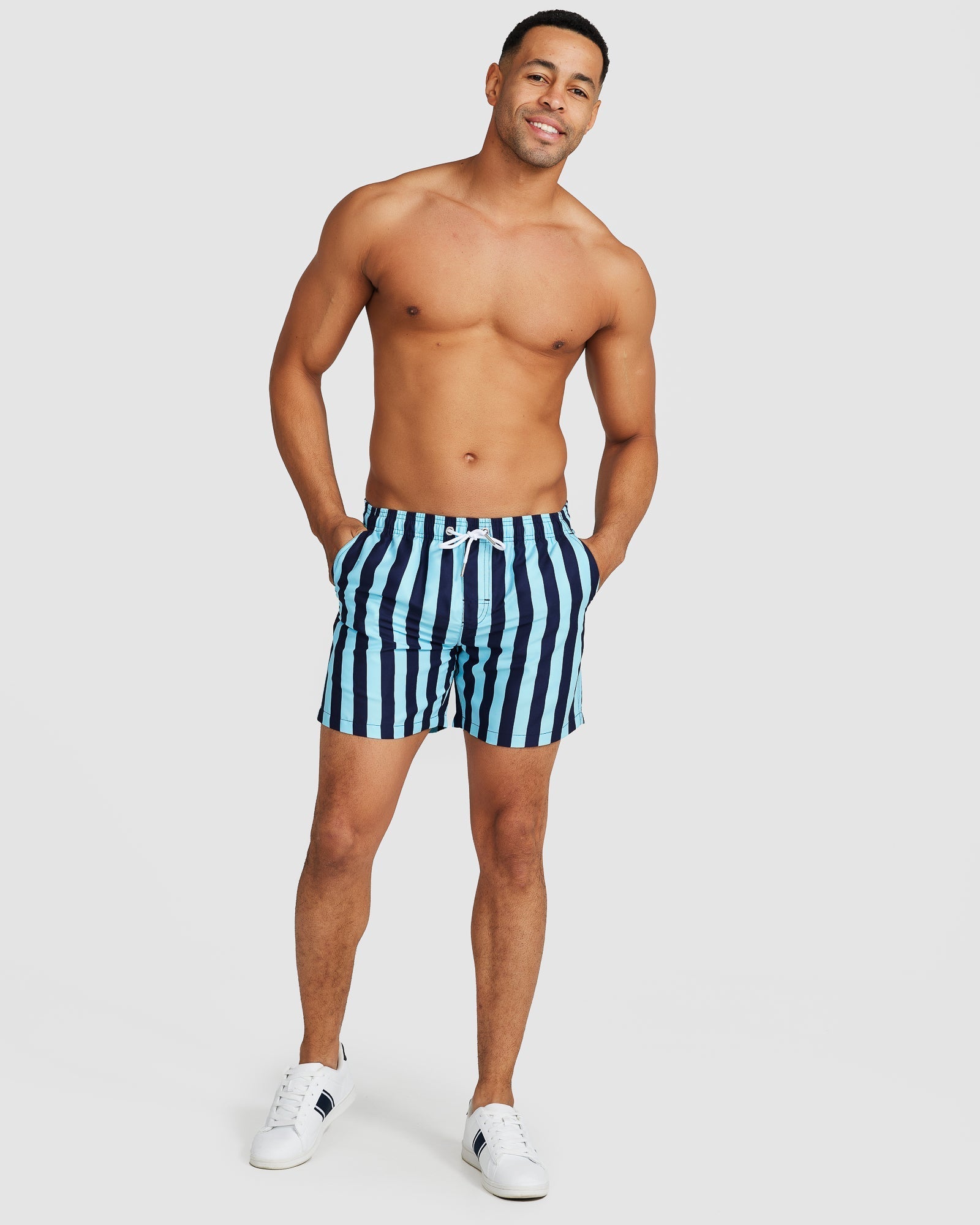 Ischia Swim Short Navy/Blue Wide Stripe