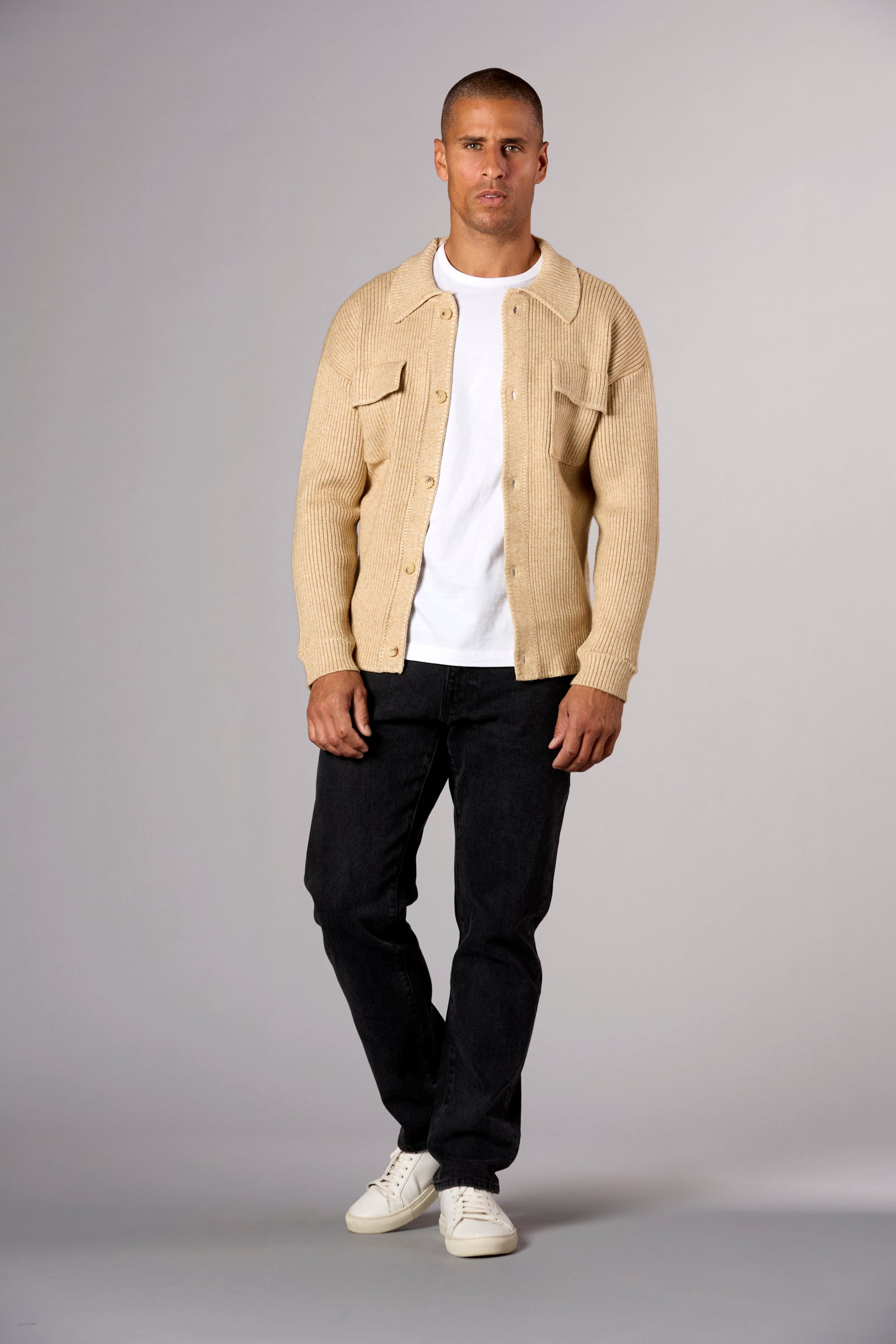 Whipstitch Sweater Jacket Wheat