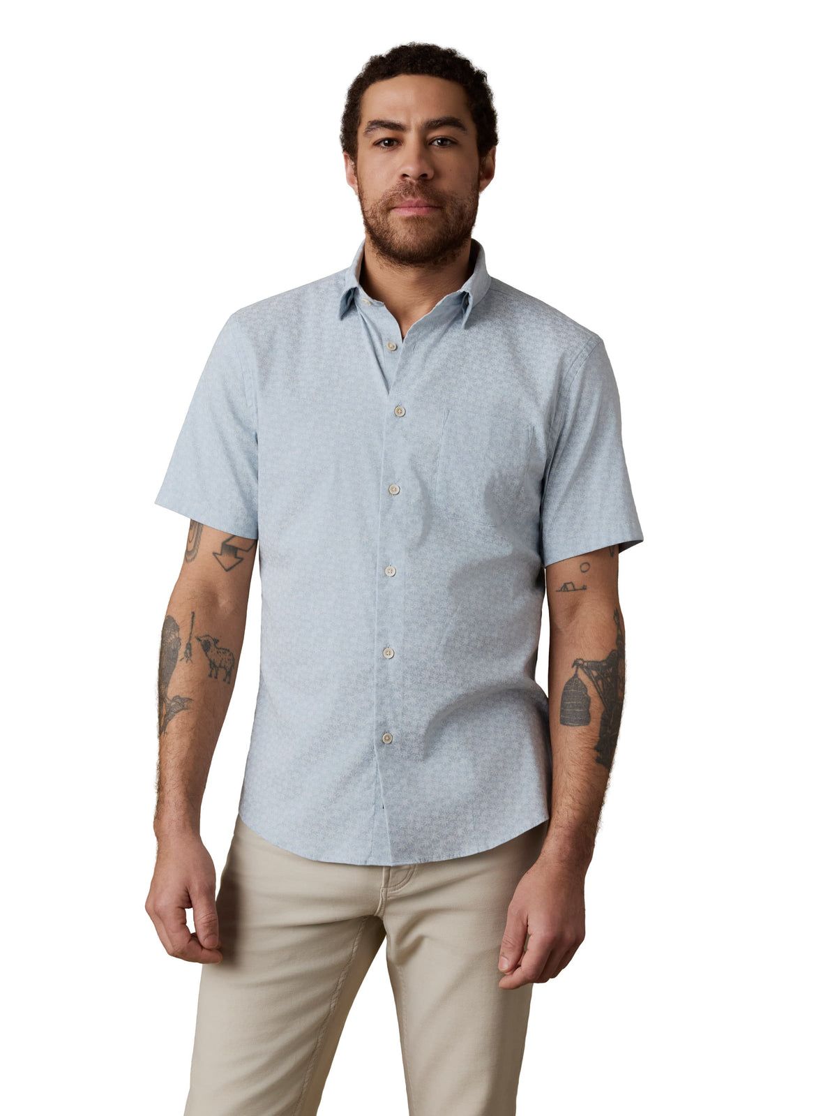boutique dress shirts men palm beach Movement Short Sleeve Monterey Shirt Blue Scale US