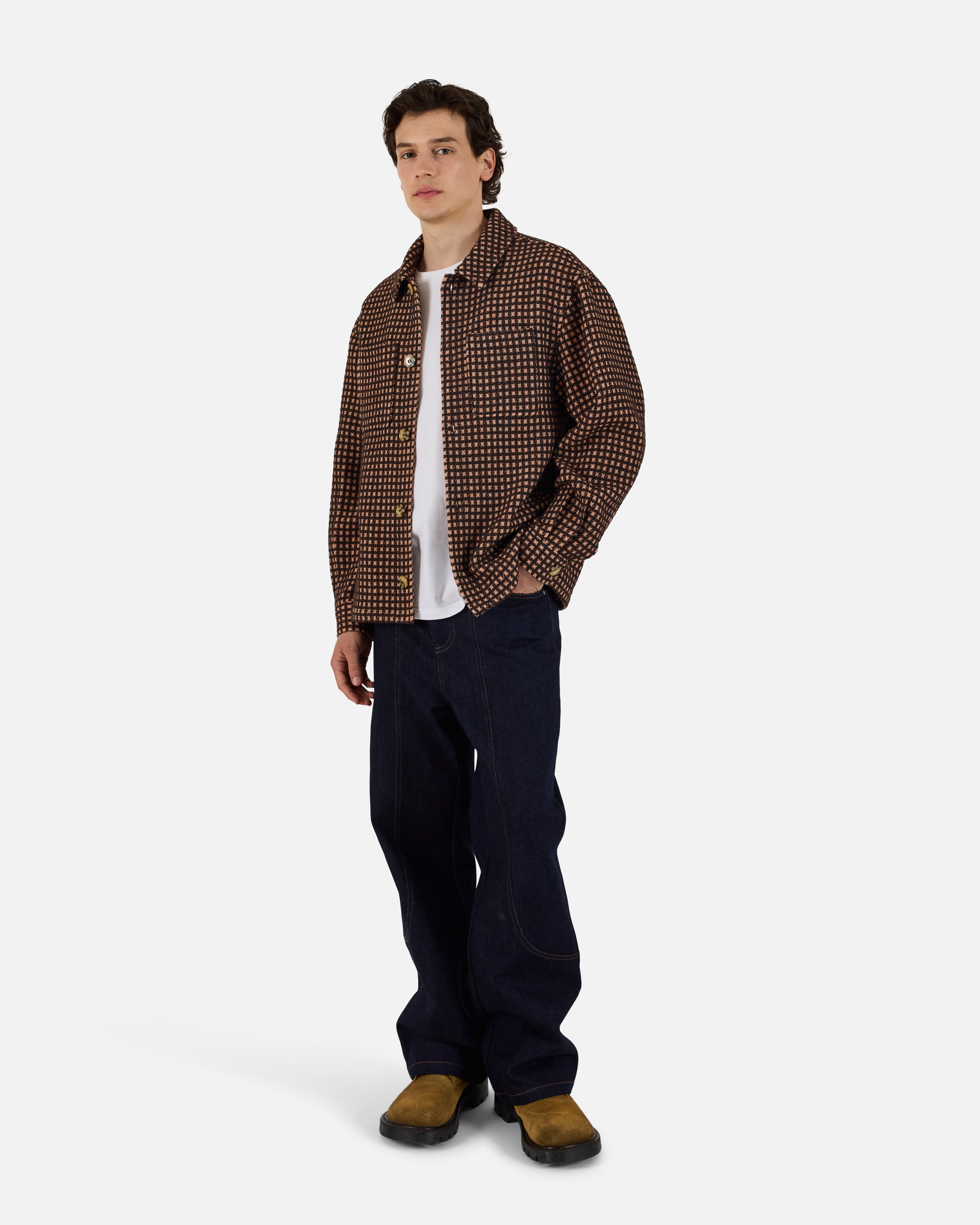 Wool Check Overshirt Golden Straw