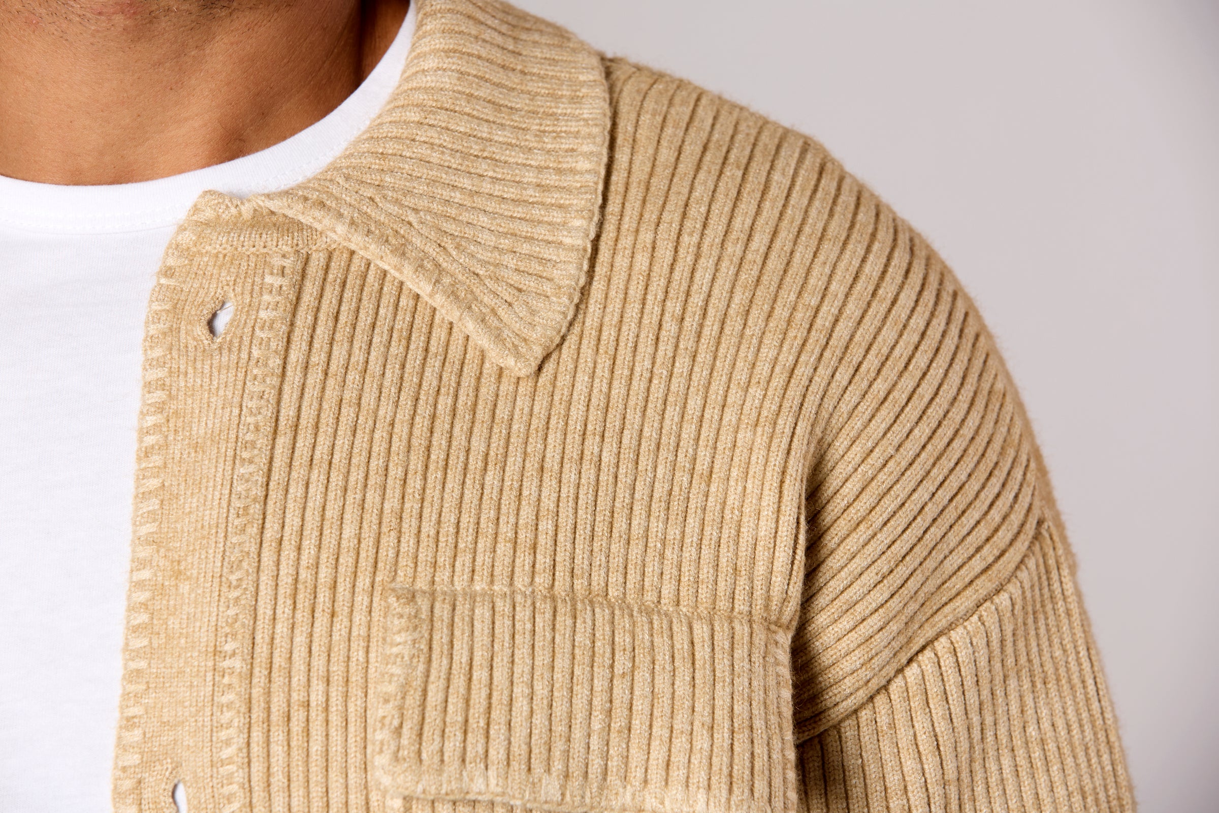 Whipstitch Sweater Jacket Wheat