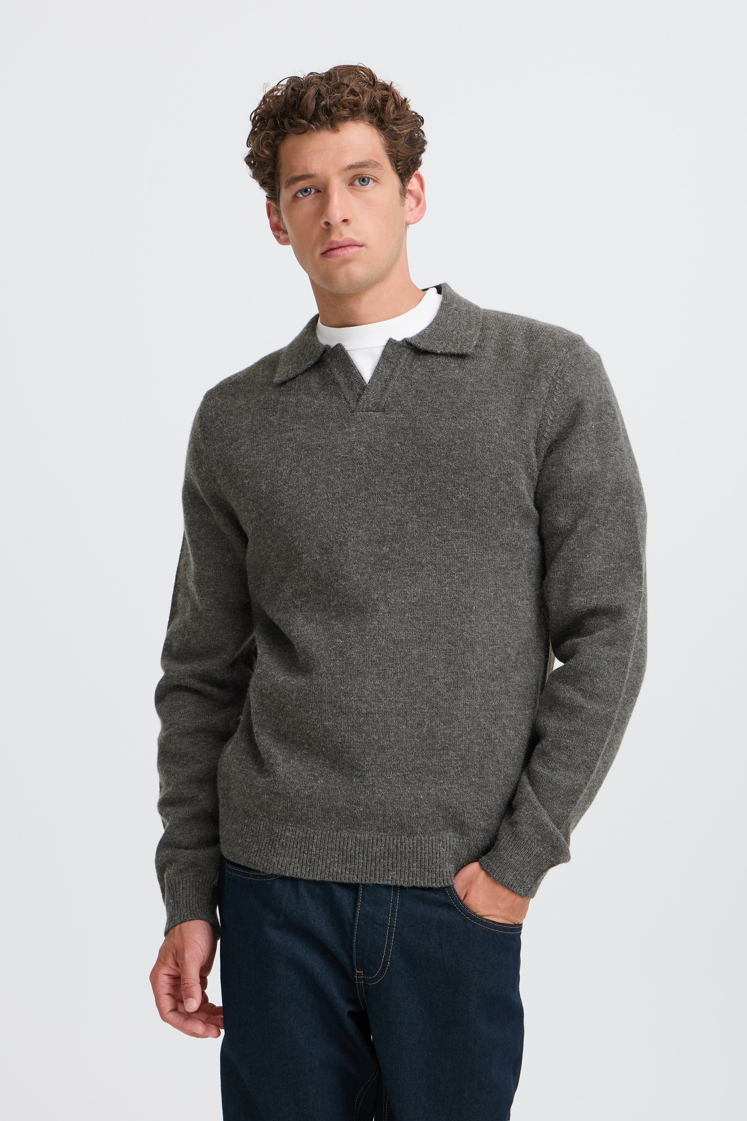 Karl Knit Polo Pewter Mix