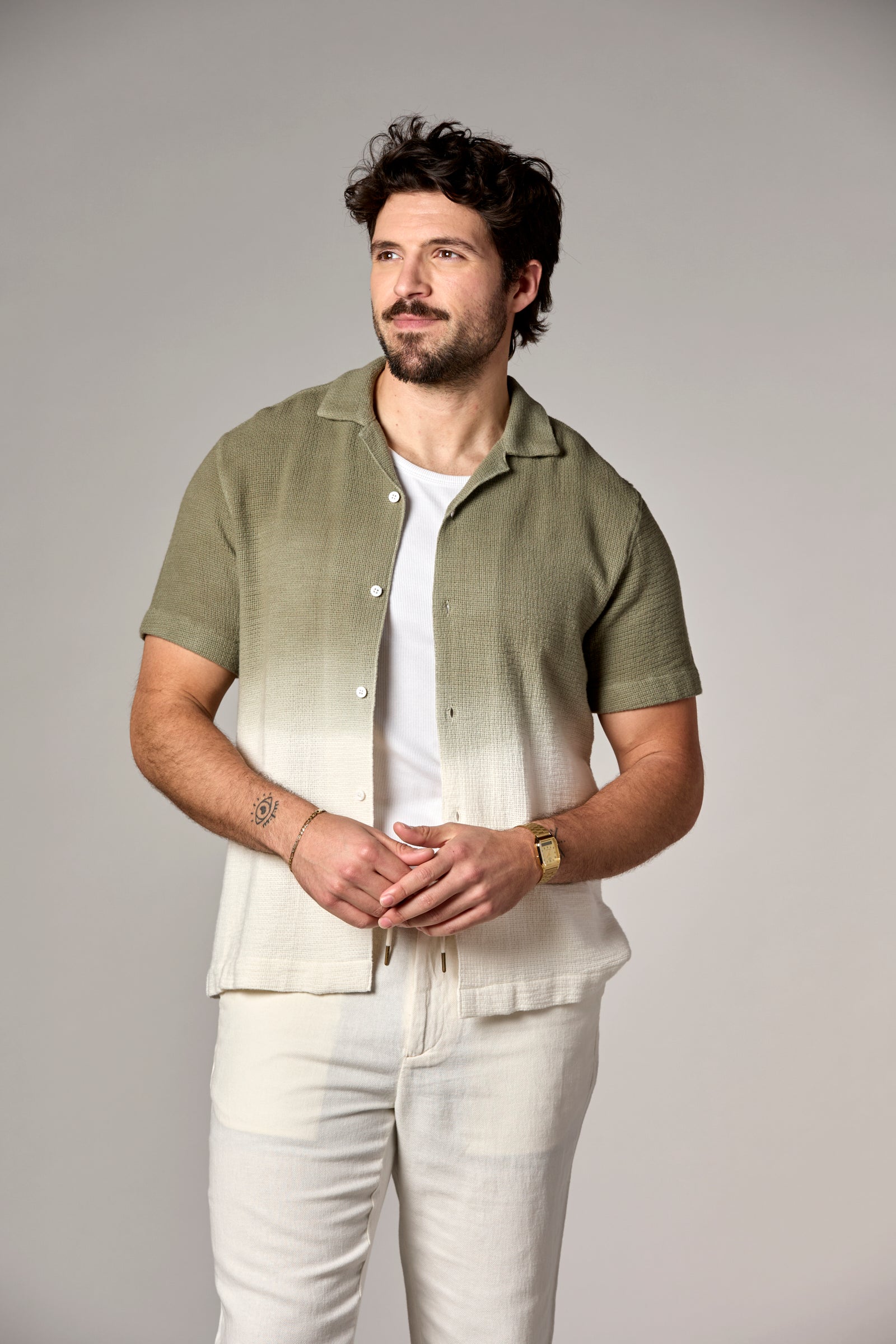 Bahamas S/S Dip Dyed Camp Shirt Dark Olive Dip Dye
