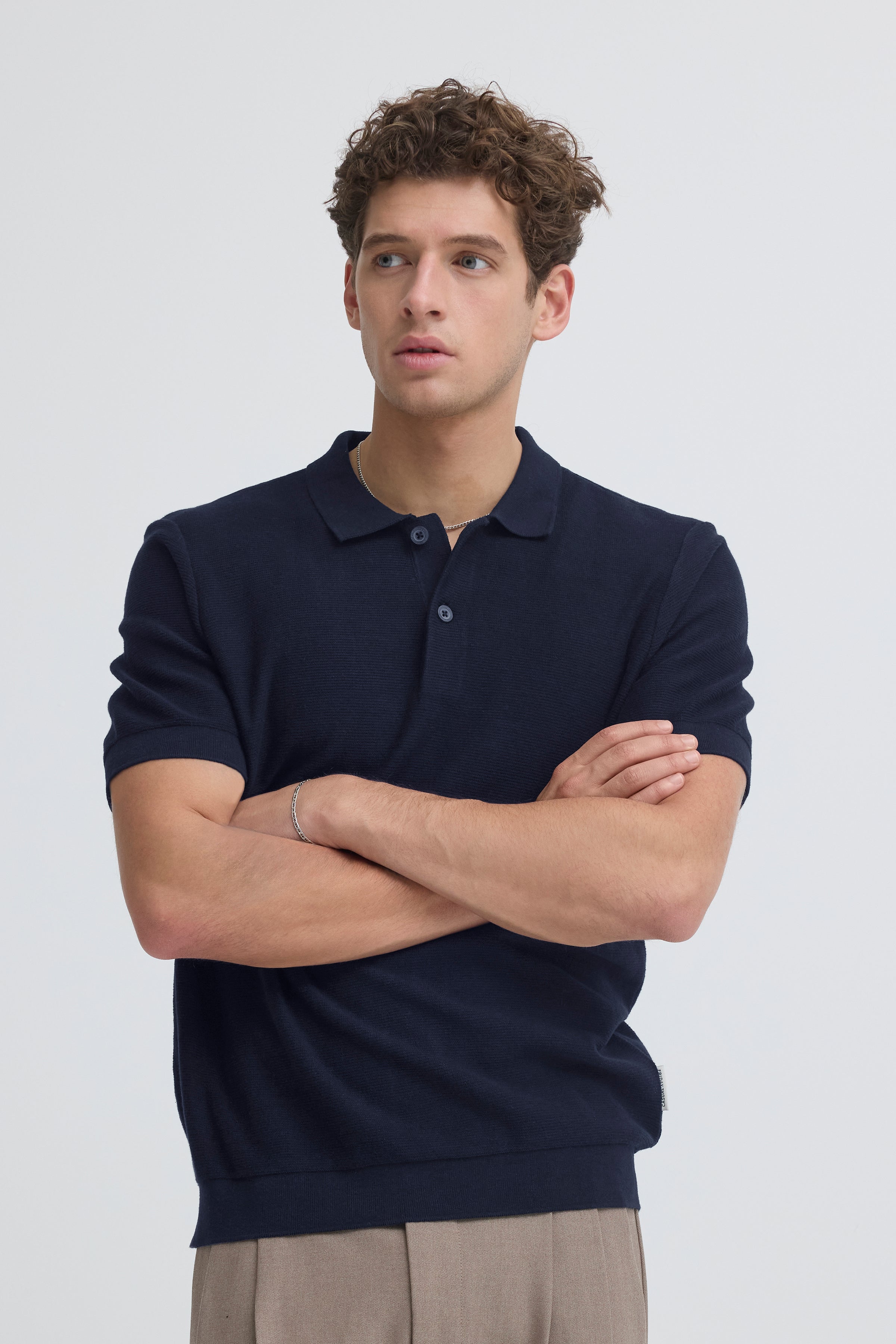 Edward Relaxed Knit Polo Dark Navy