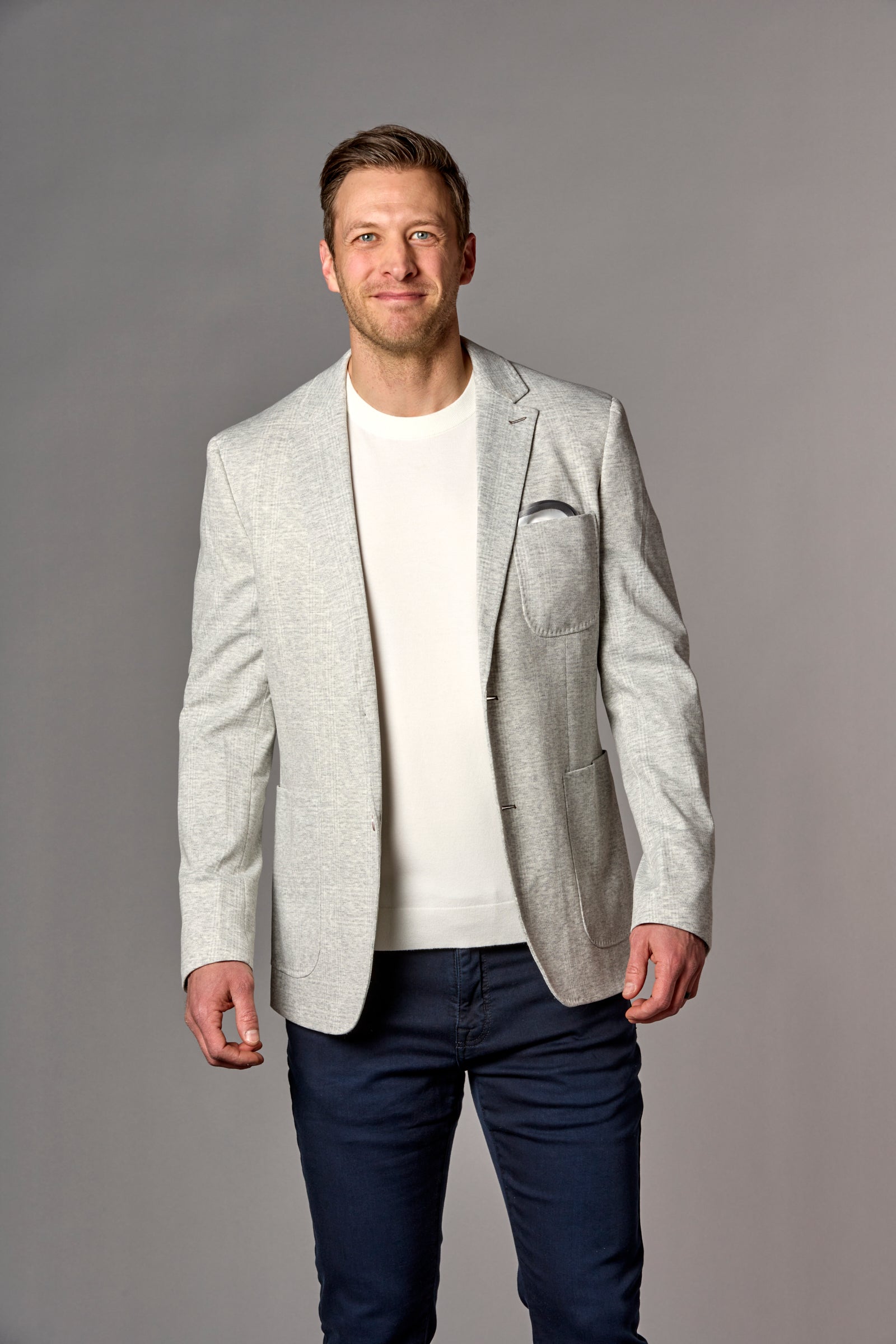 Textured Windowpane Plaid Blazer Grey