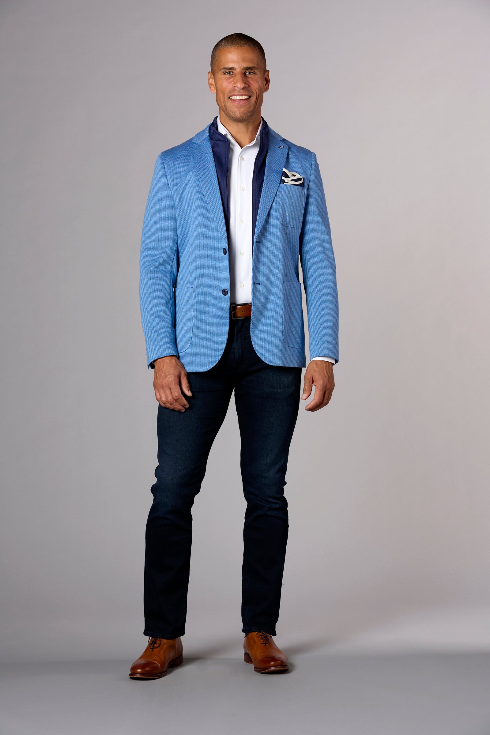 Stretch Knit Patch Pocket Blazer Indigo